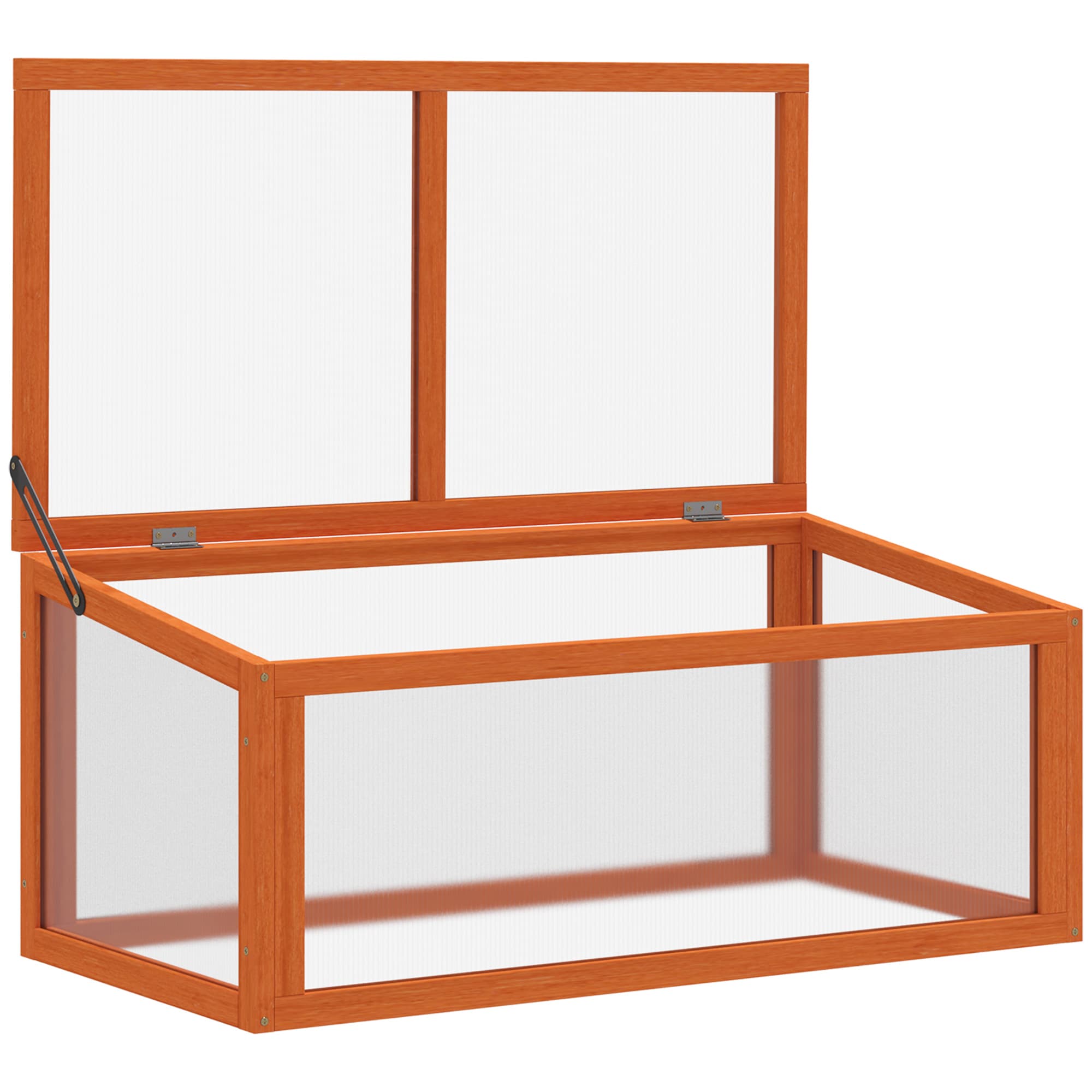 Outsunny Serre en Bois et Polycarbonate 90 x 46 x 40 cm Serre avec couverture étanche pour plantes de jardin Lit de plantation Orange
