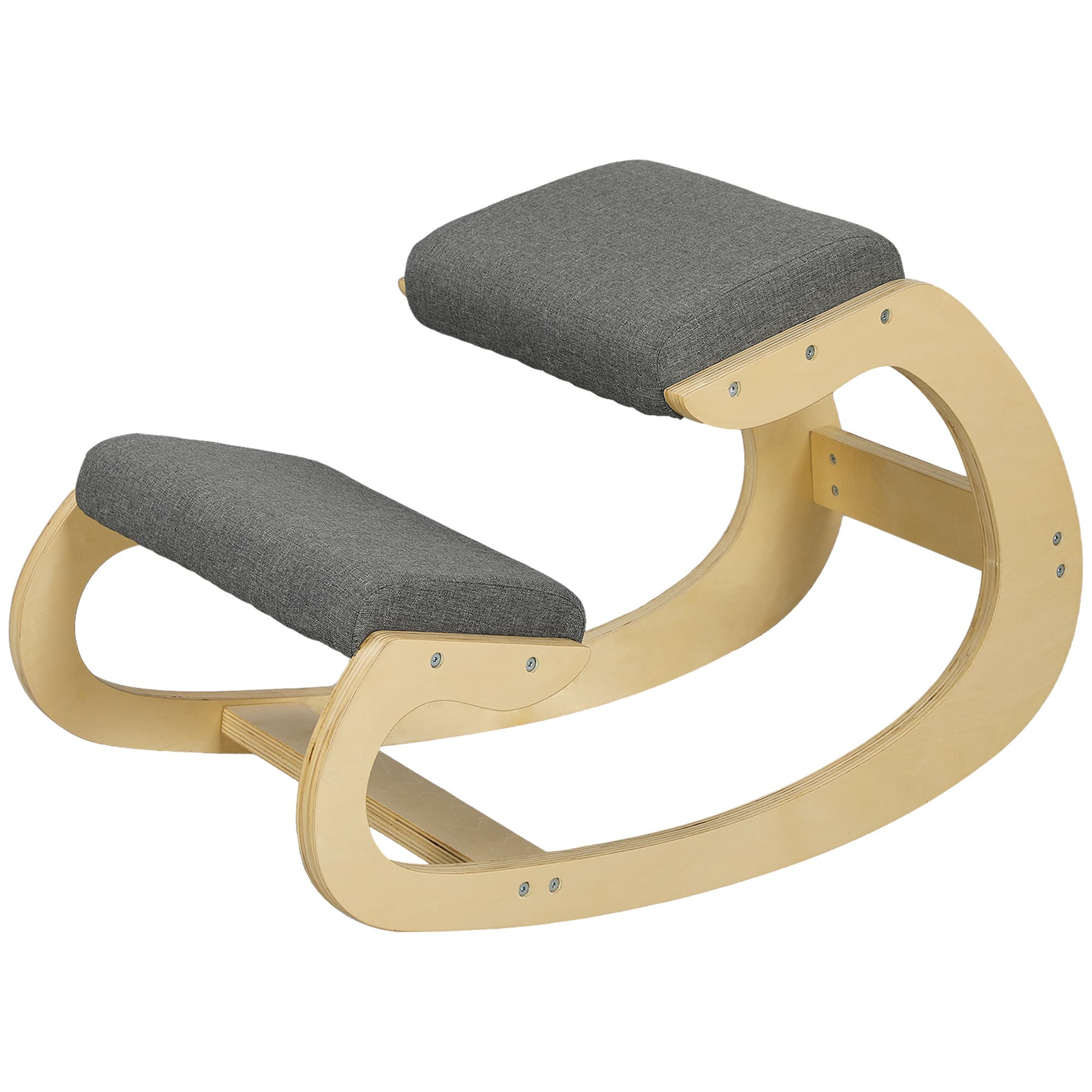 HOMCOM Tabouret de Genou Ergonomique à Bascule pour le Télétravail, Amélioration de la Posture, Gris