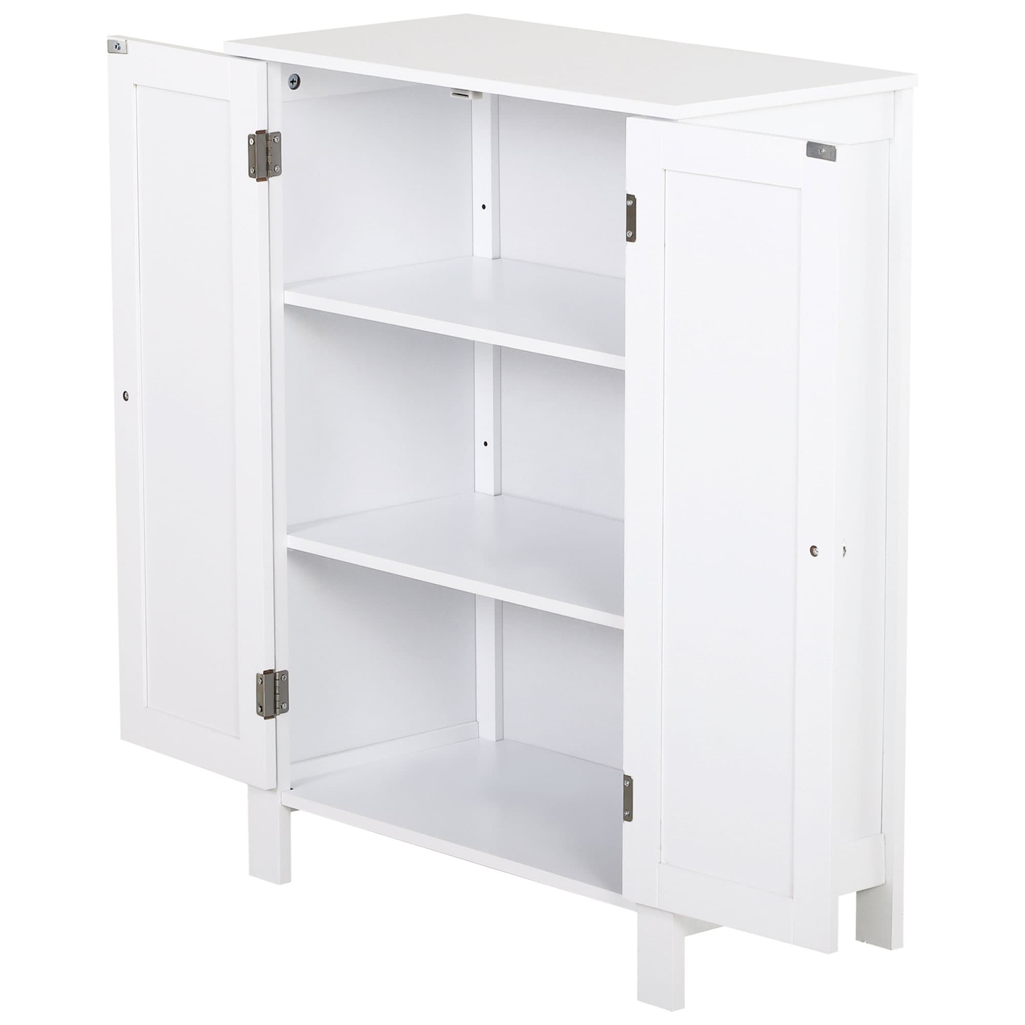 kleankin Meuble de Salle de Bain, Meuble Gain de Place Polyvalent avec Armoire 2 Étagères 2 Portes Poignées en MDF 60 x 30 x 80cm Blanc