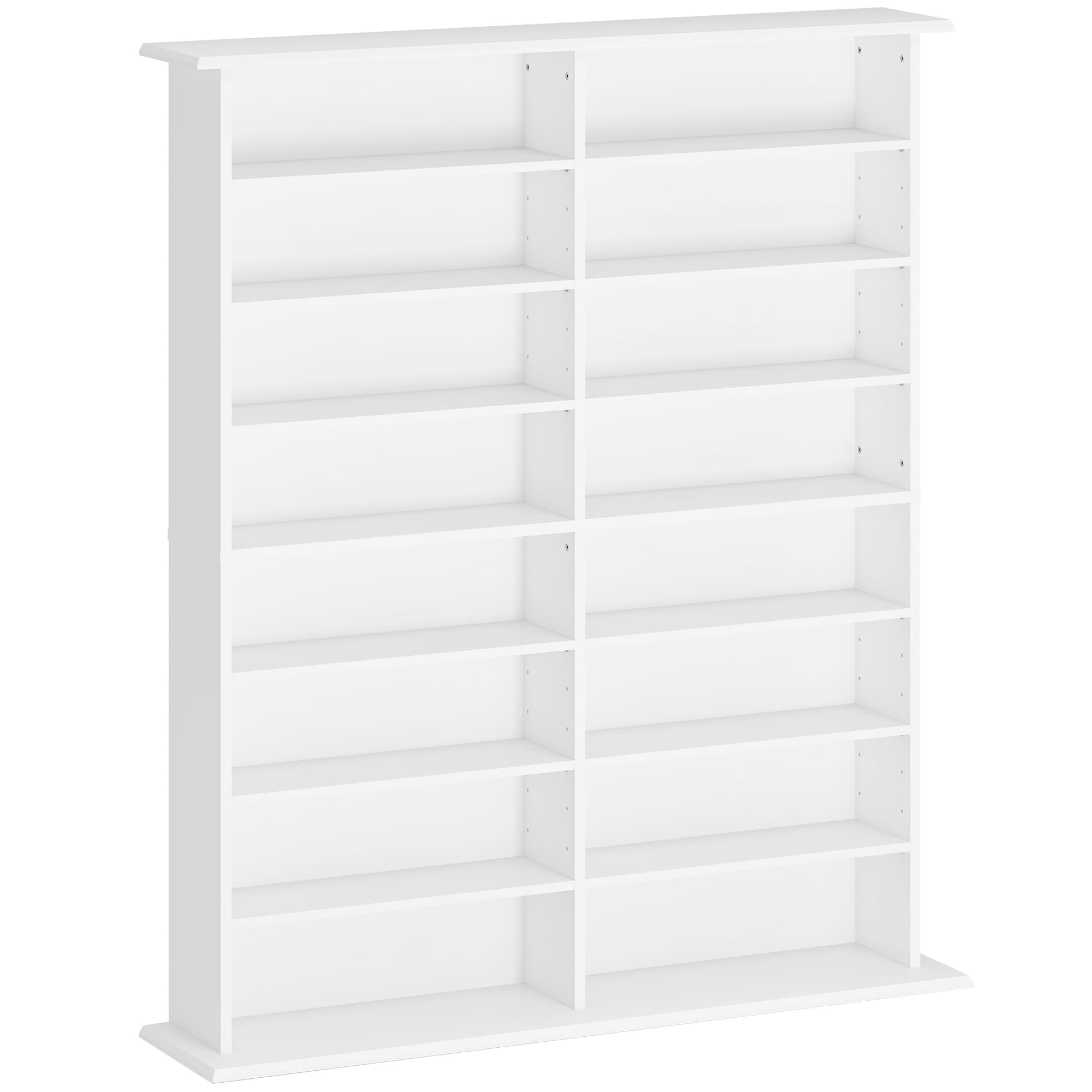 HOMCOM Rangements pour CD et DVD avec 16 compartiments et 12 étagères réglables, capacité max. 720 CD/396 DVD et Blu-ray, blanc