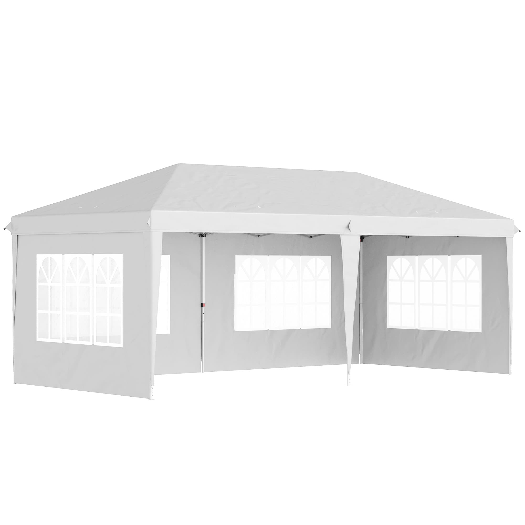 Outsunny Tonnelle pop-up pliante - tente de réception - 3 x 6 m 3 cotés démontables blanc