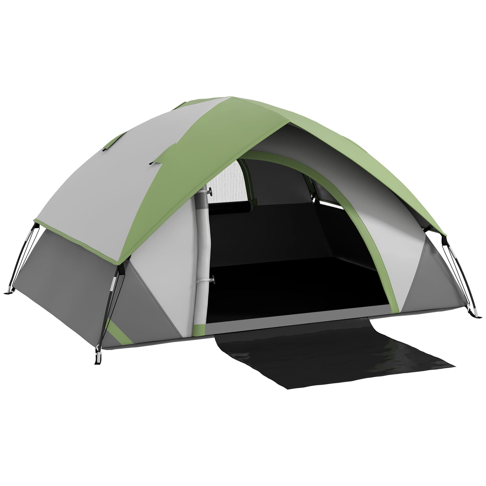 Outsunny Tente de camping pour 2 personnes 3-4 saison 3000 mm imperméable et ventilée, installation facile, gris