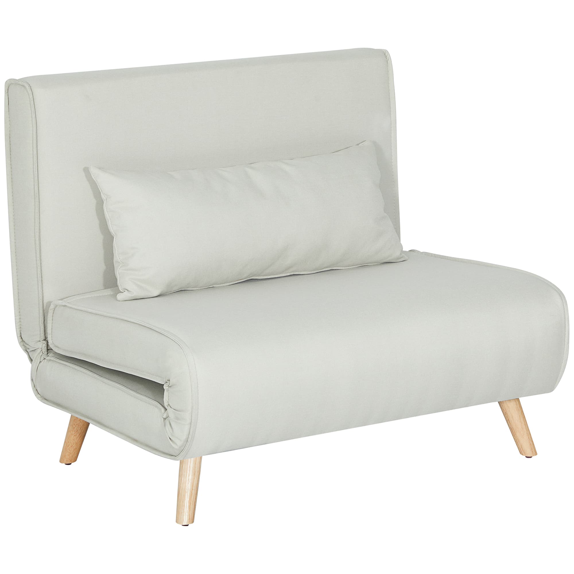 HOMCOM Canapé-lit 1 place avec dossier réglable, coussin inclus et pieds pliables charge 350 kg blanc