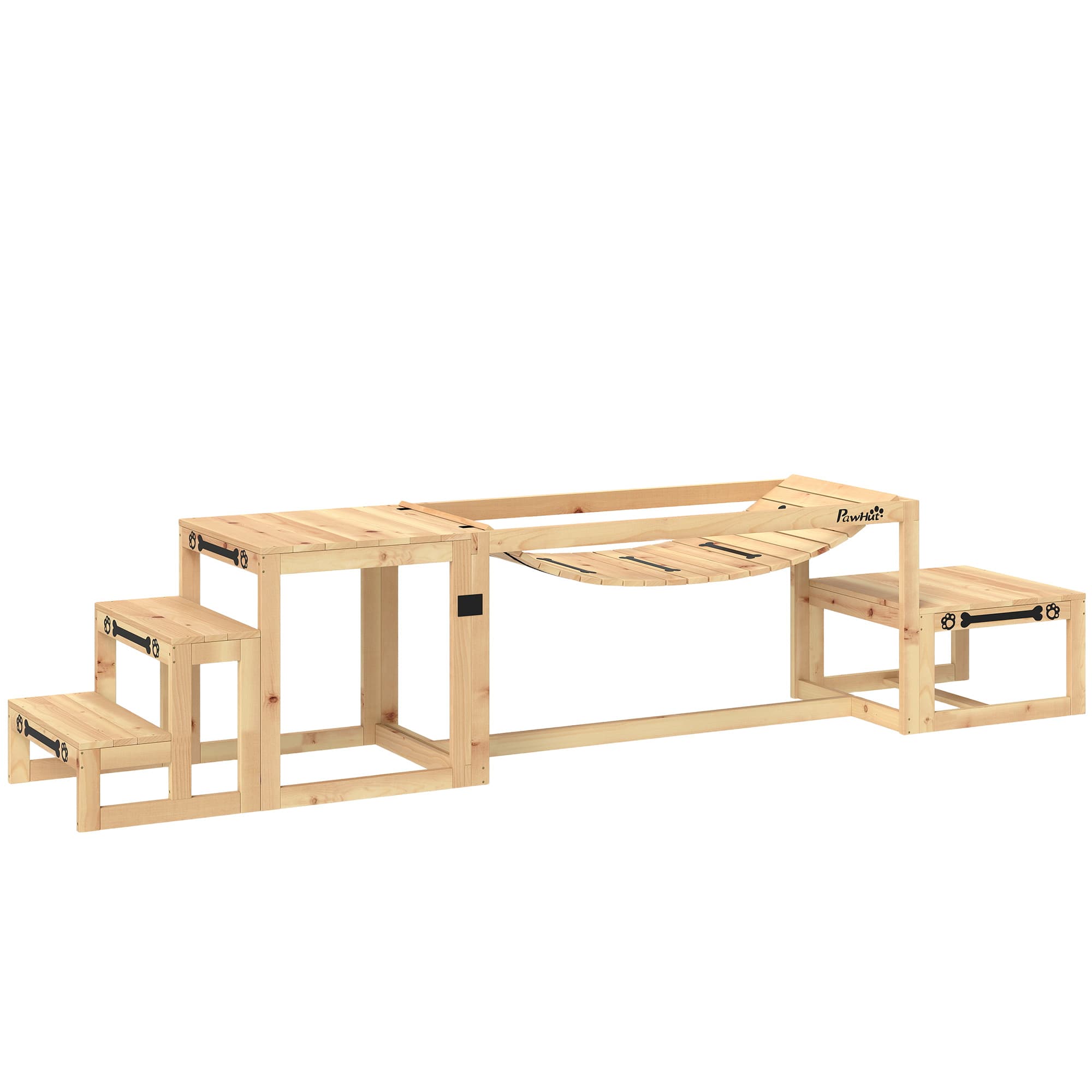 PawHut Équipements d'entraînement agilité pour chien kit d'équipement d'agilité pour chien 3 pièces en bois massif bois naturel