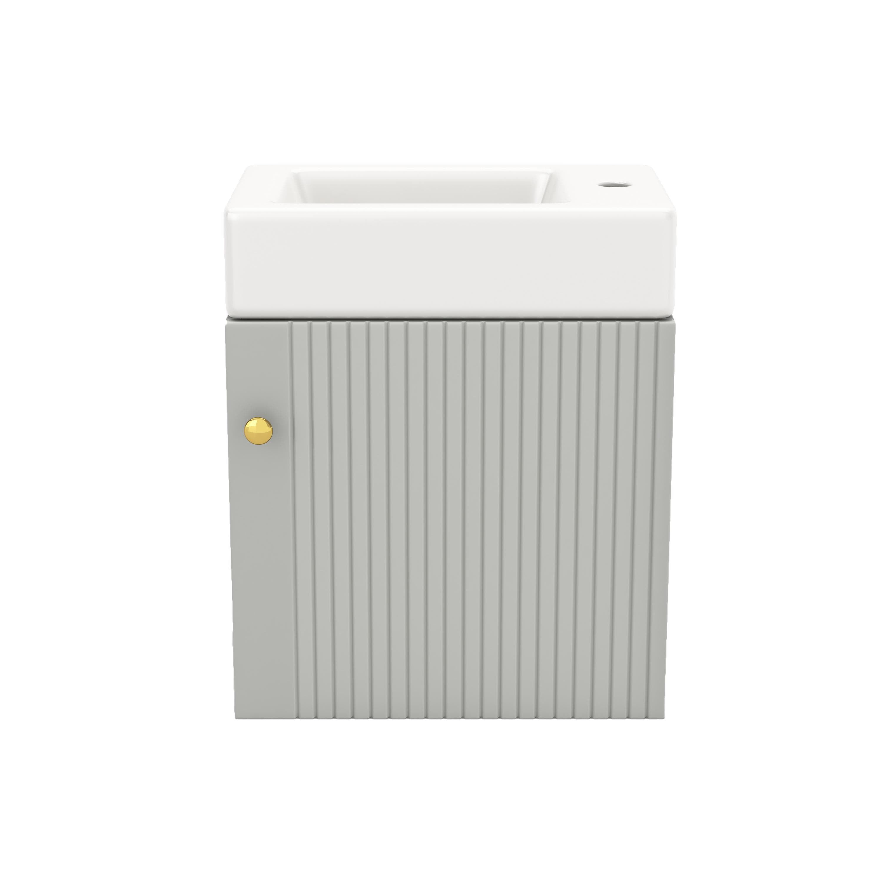 Meuble salle de bain avec lavabo Meuble vasque salle de bain, suspendu, avec espace de rangement, 46×26×56 cm, Gris+Blanc Aosom France