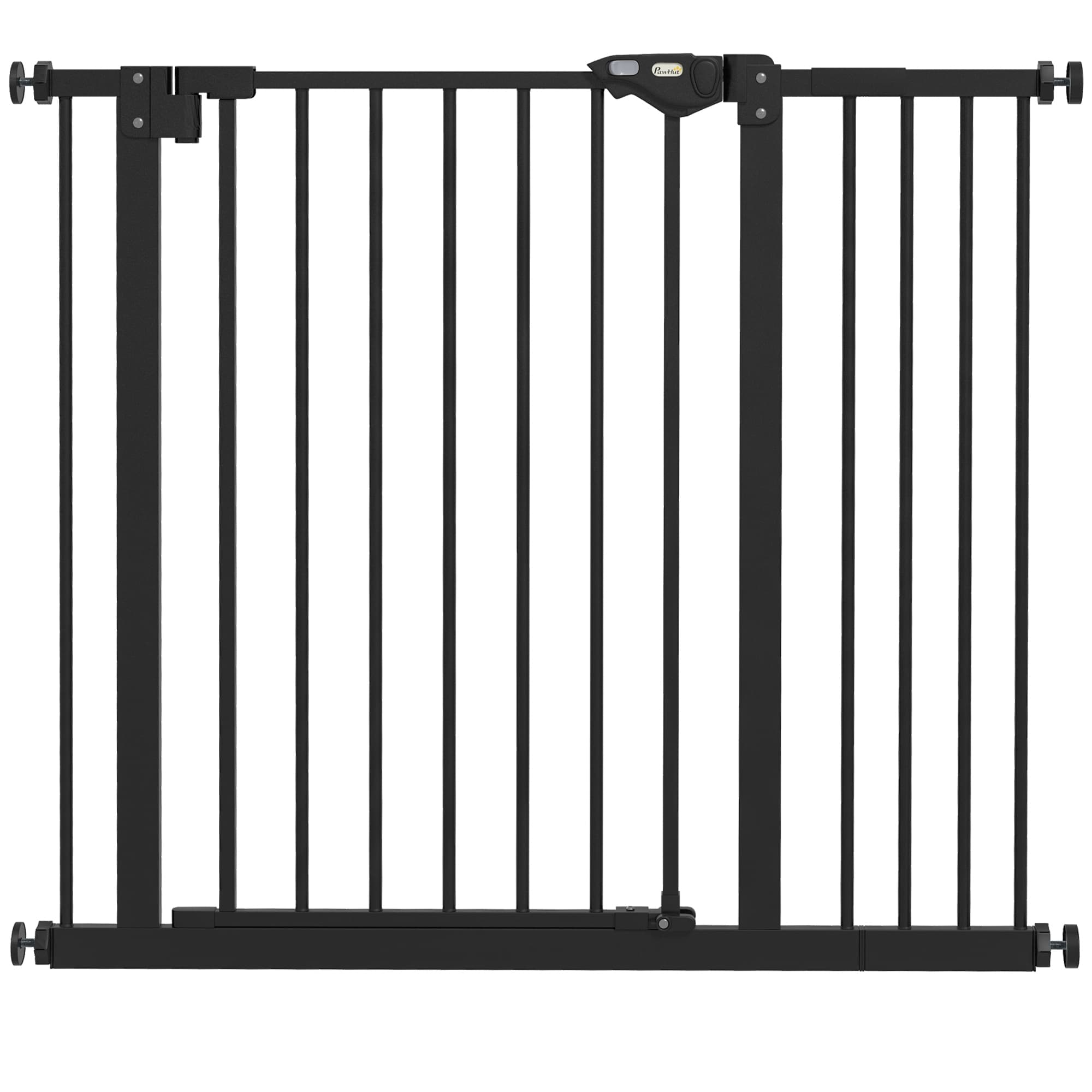 PawHut Barrière de sécurité animaux porte fermeture automatique système de double verrouillage sans perçage 1 extension noir