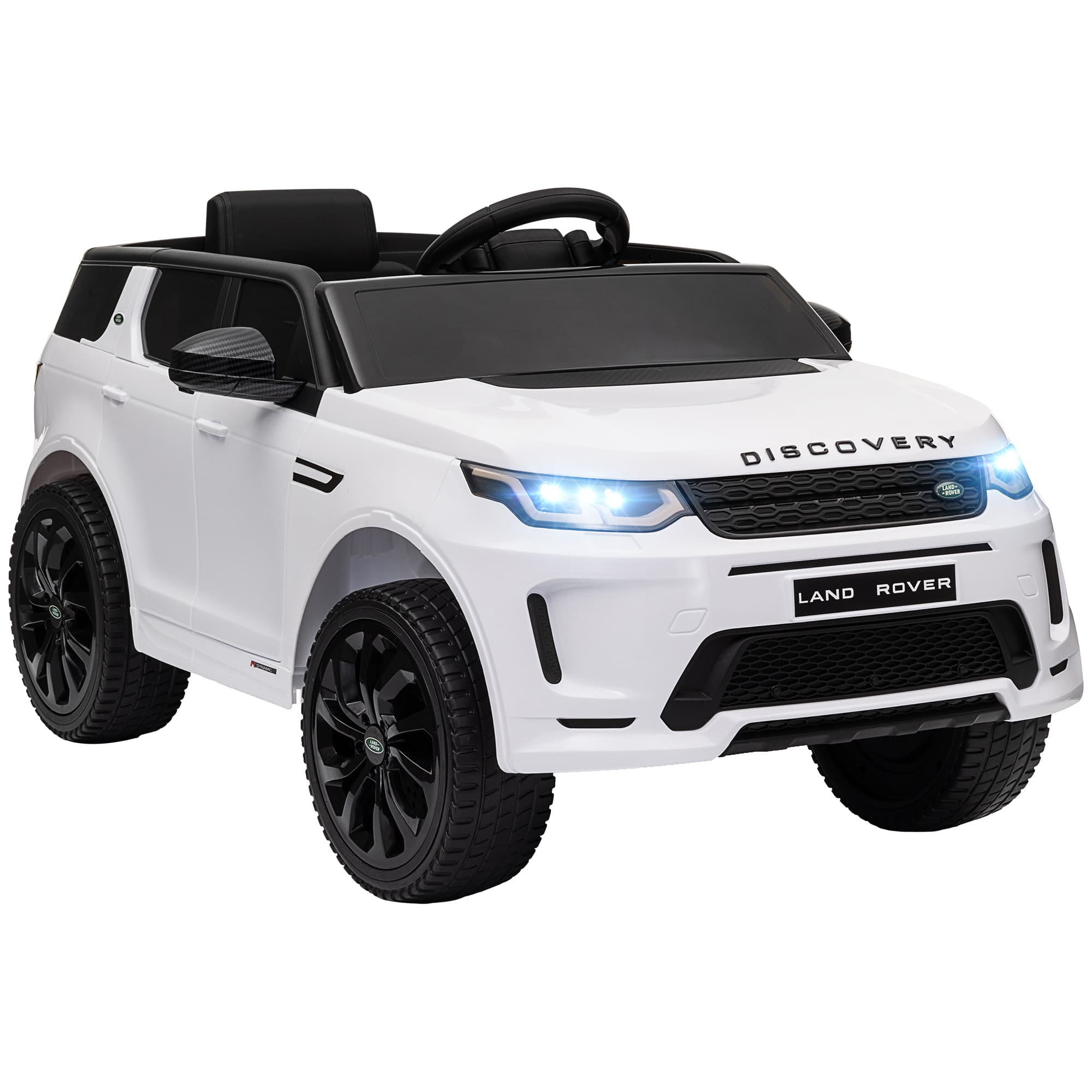 AIYAPLAY Voiture électrique pour enfants Land Rover Discovery Sport, 12V avec télécommande, lumières LED, pour 3-6 ans, blanc