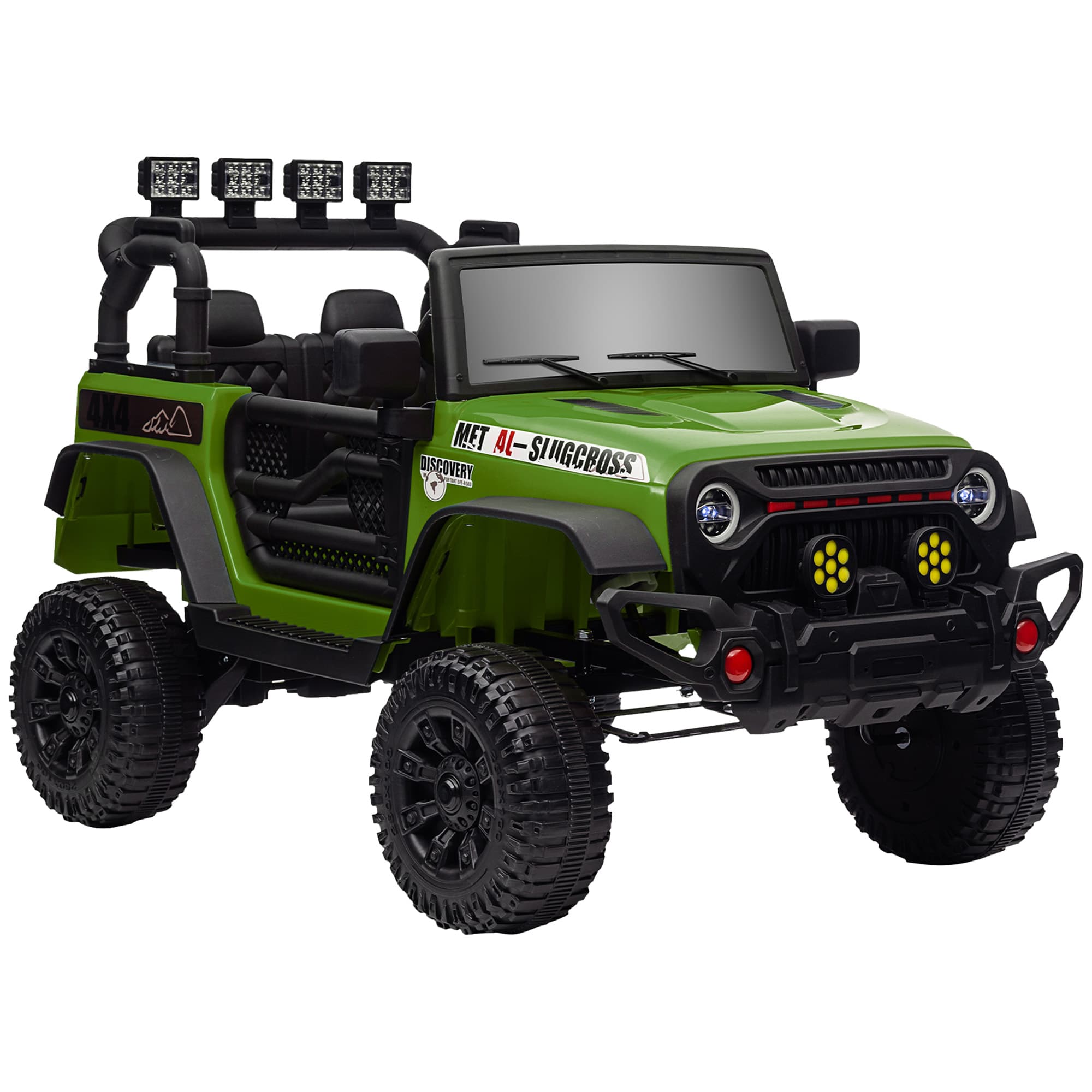 AIYAPLAY Buggy 4x4 voiture électrique enfant UTV Bluetooth 2 places avec télécommande 2.4Ghz 2 moteurs 12 V vert
