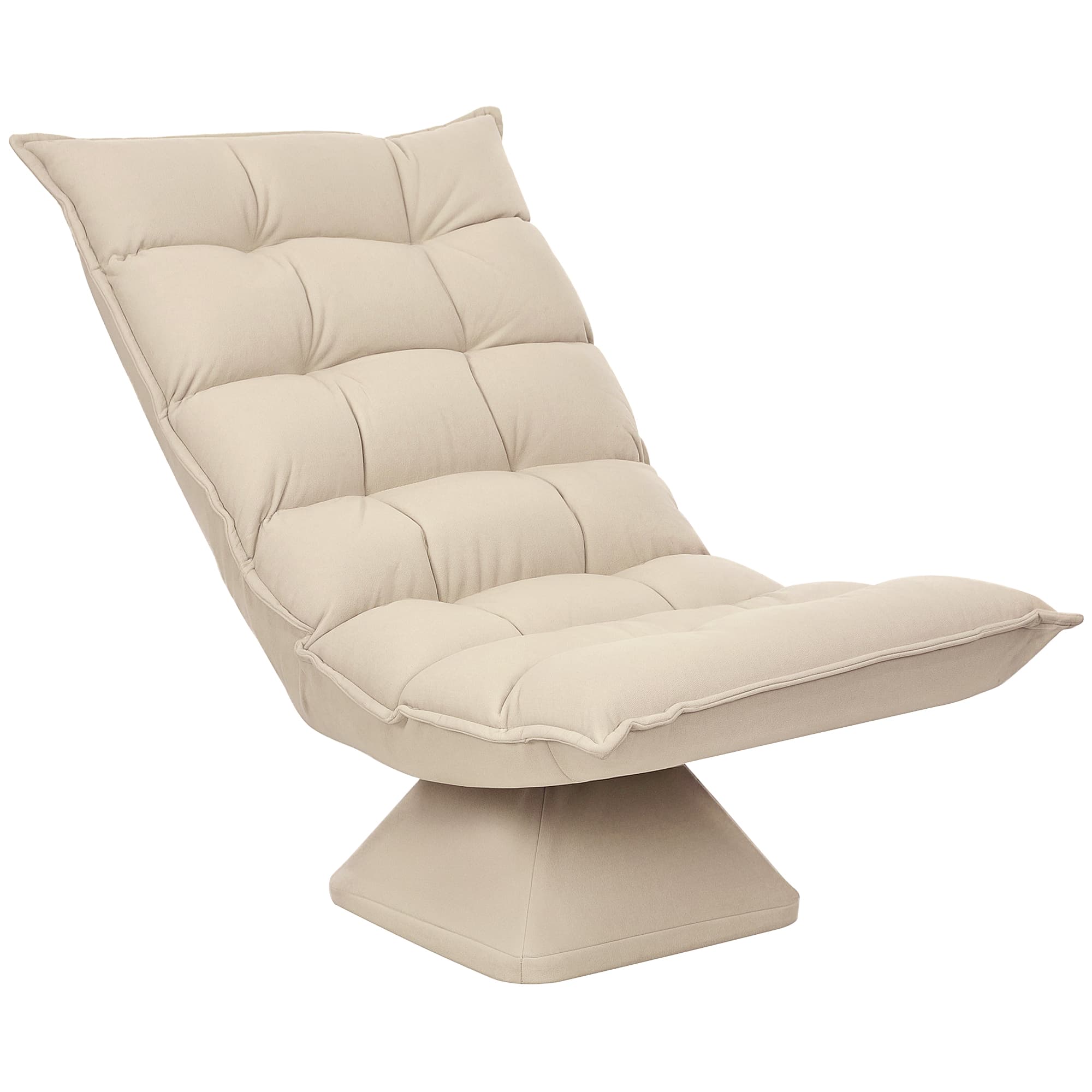 HOMCOM Fauteuil de sol paresseux fauteuil relax fauteuil salon design capitonné inclinaison dossier réglable pivotant 360° revêtement lin beige