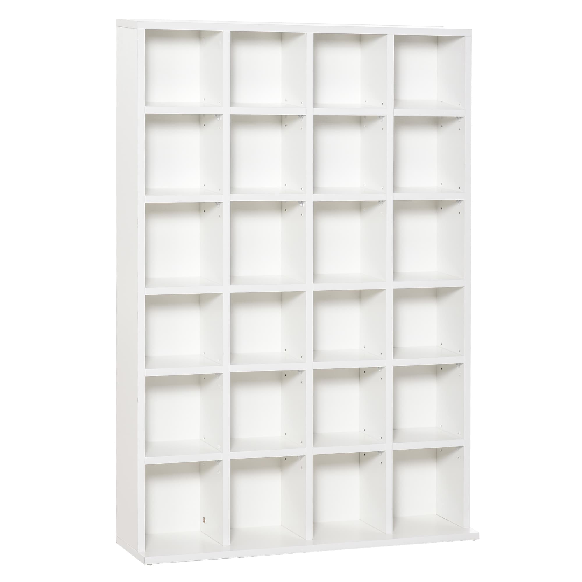 HOMCOM Meuble de rangement multimédia 480 CD/ 312 DVD - bibliothèque en bois avec étagères réglables, 89 x 130,5 cm, blanc