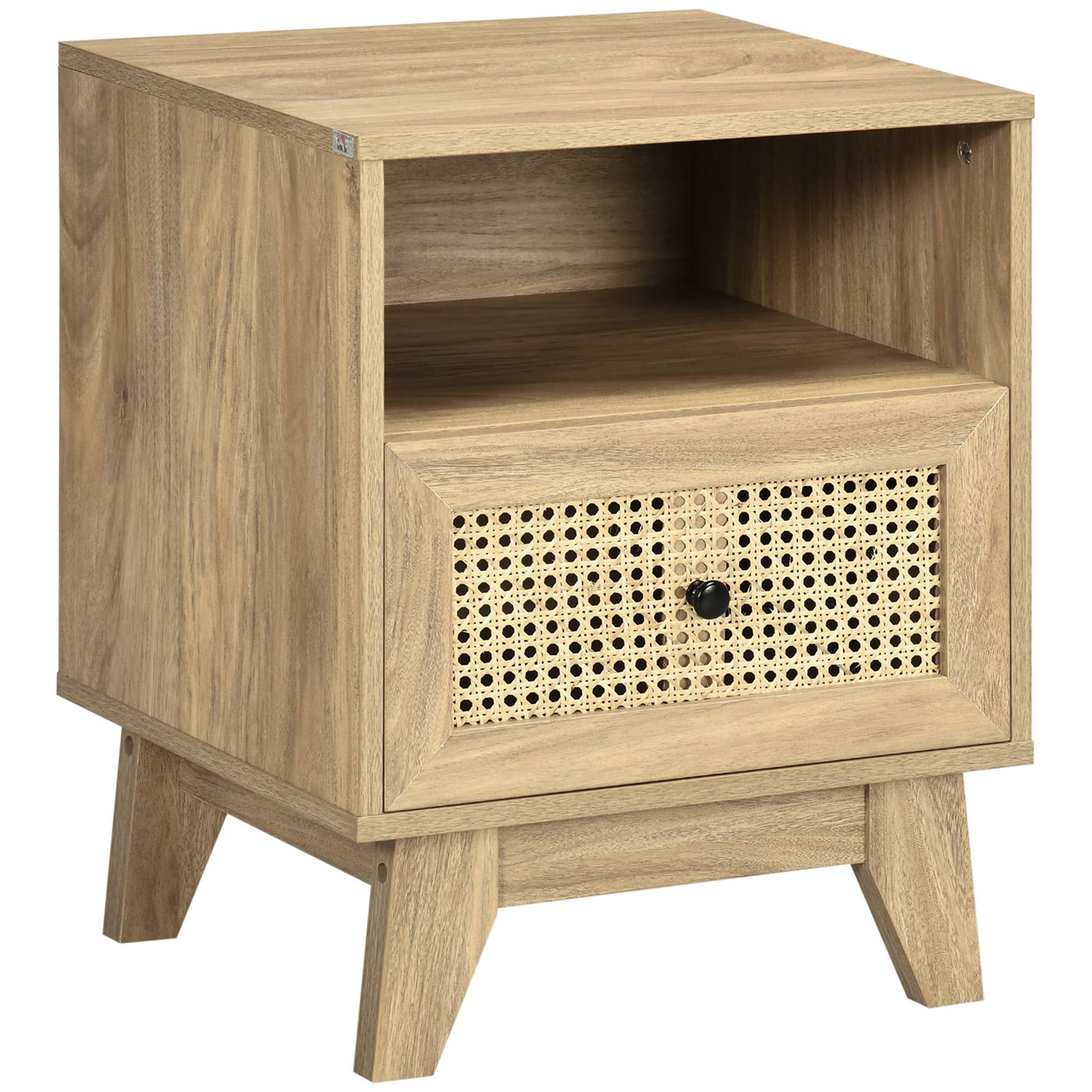 Outsunny Table de Nuit Vintage Tiroir Porte Cannage Niche 45x39x56,5cm Design Élégant Aosom France