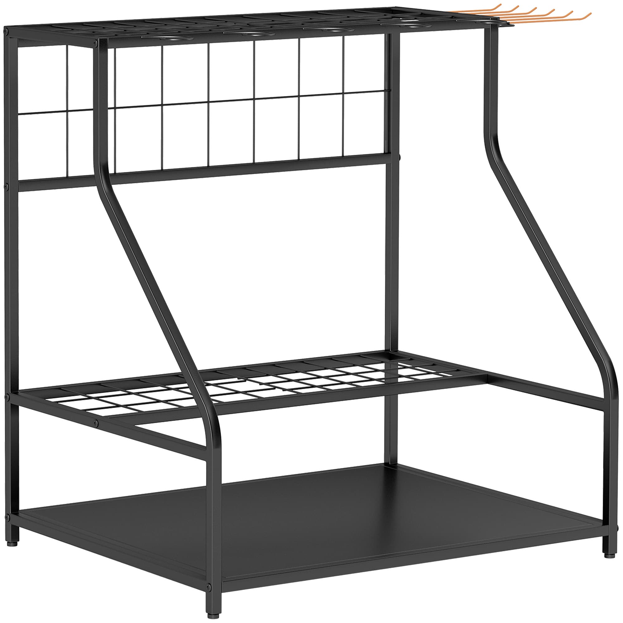 Outsunny Organiseur d'outils de jardin avec crochets porte-outils de garage à 3 niveaux 84 x 53 x 73 cm orange