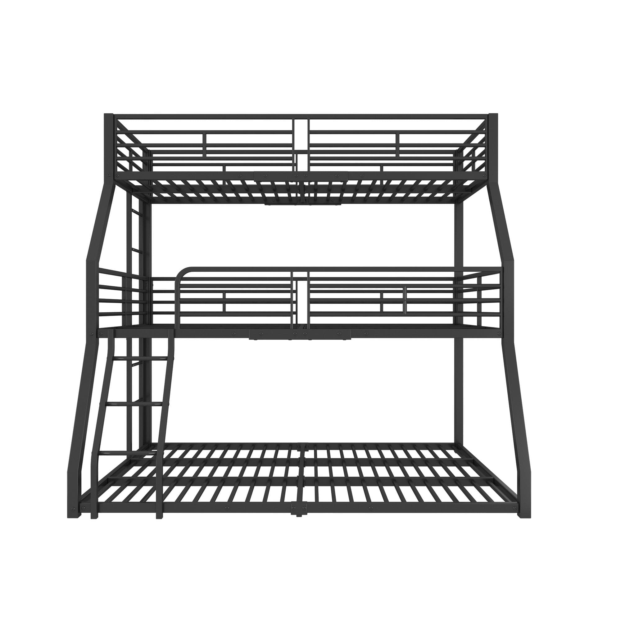 Lit triple superposé, Mezzanine 3 places, Lit superposé but 90×200 cm, avec garde-corps et échelle, sans matelas, Noir Aosom France