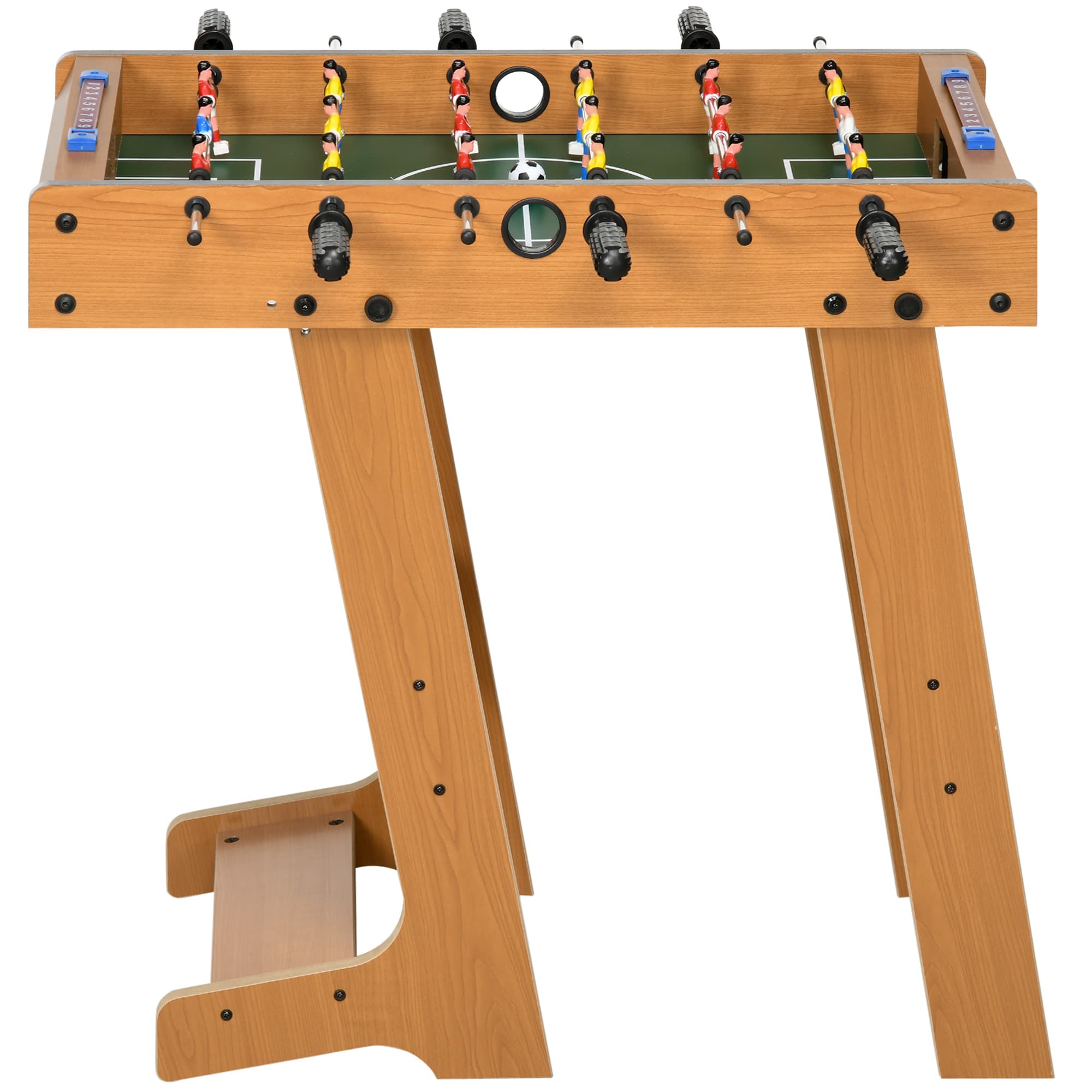 HOMCOM Babyfoot pliable en bois avec 18 joueurs, 2 ballons, 6 tiges et tableau de bord, pour adulte et enfant, 69 x 37 x 70 cm