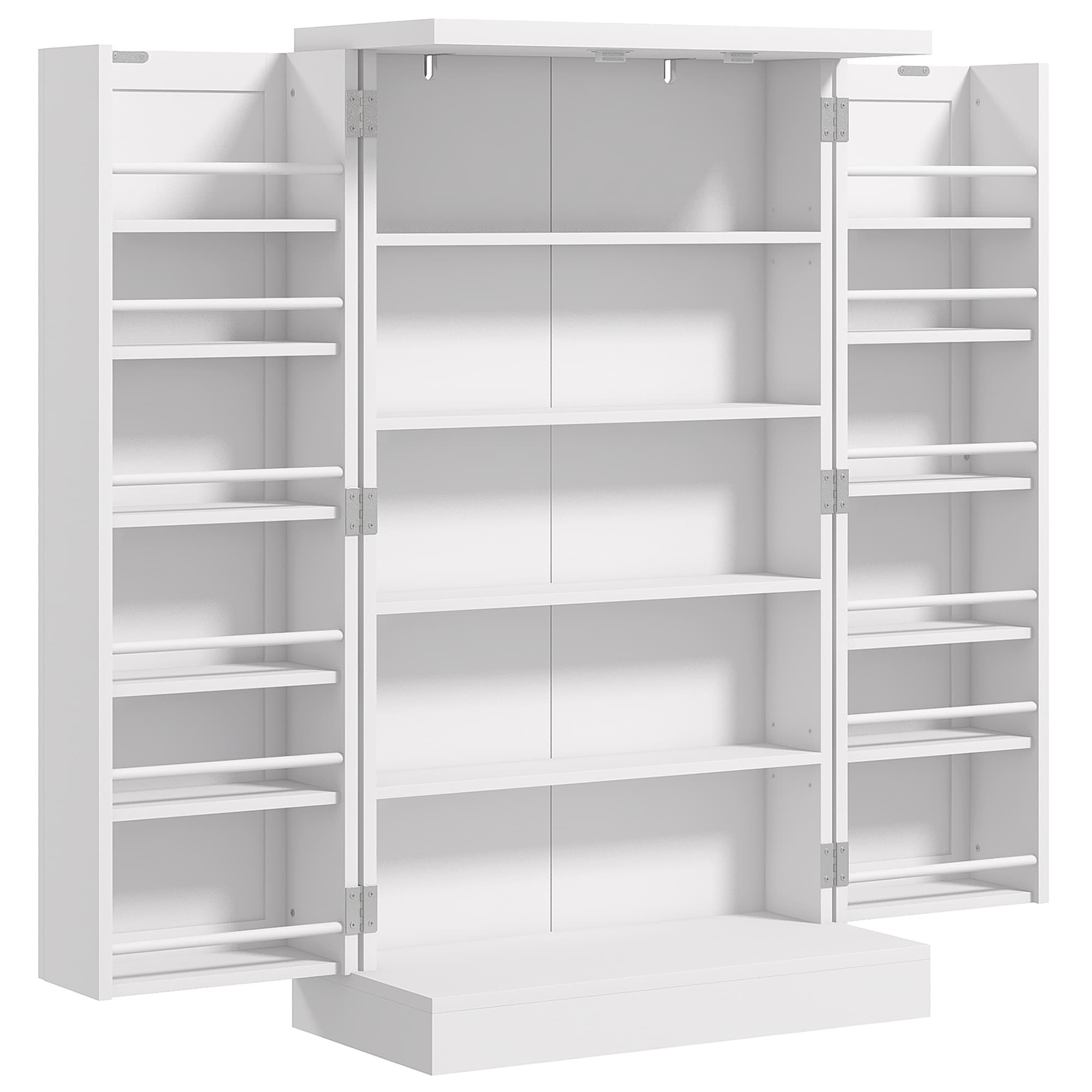 HOMCOM Armoire meuble de cuisine garde-manger 2 portes avec 5 étagères et 12 étagères - dim. 60L x 30l x 104H cm - blanc