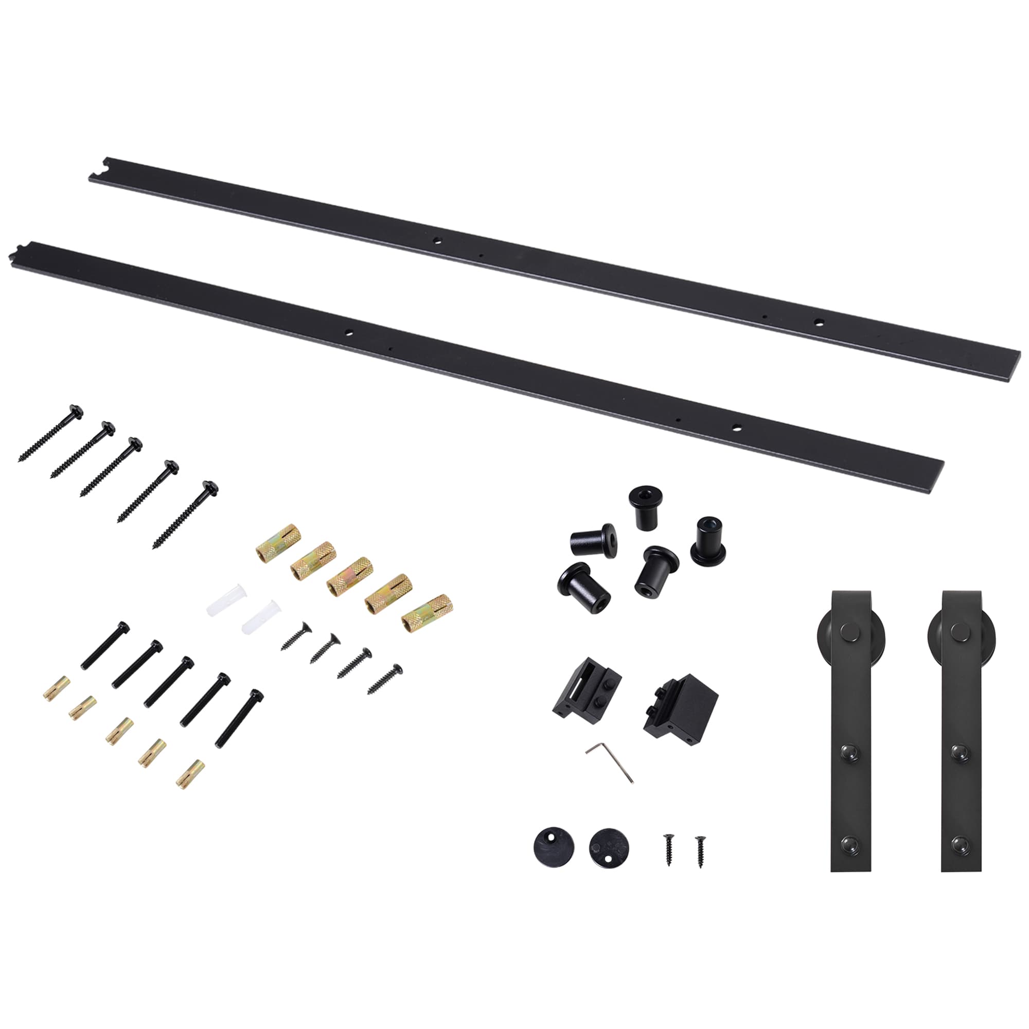 HOMCOM 200 CM Rail porte coulissante quincaillerie de porte coulissante en acier au carbone capacité de charge 90 kg - noir