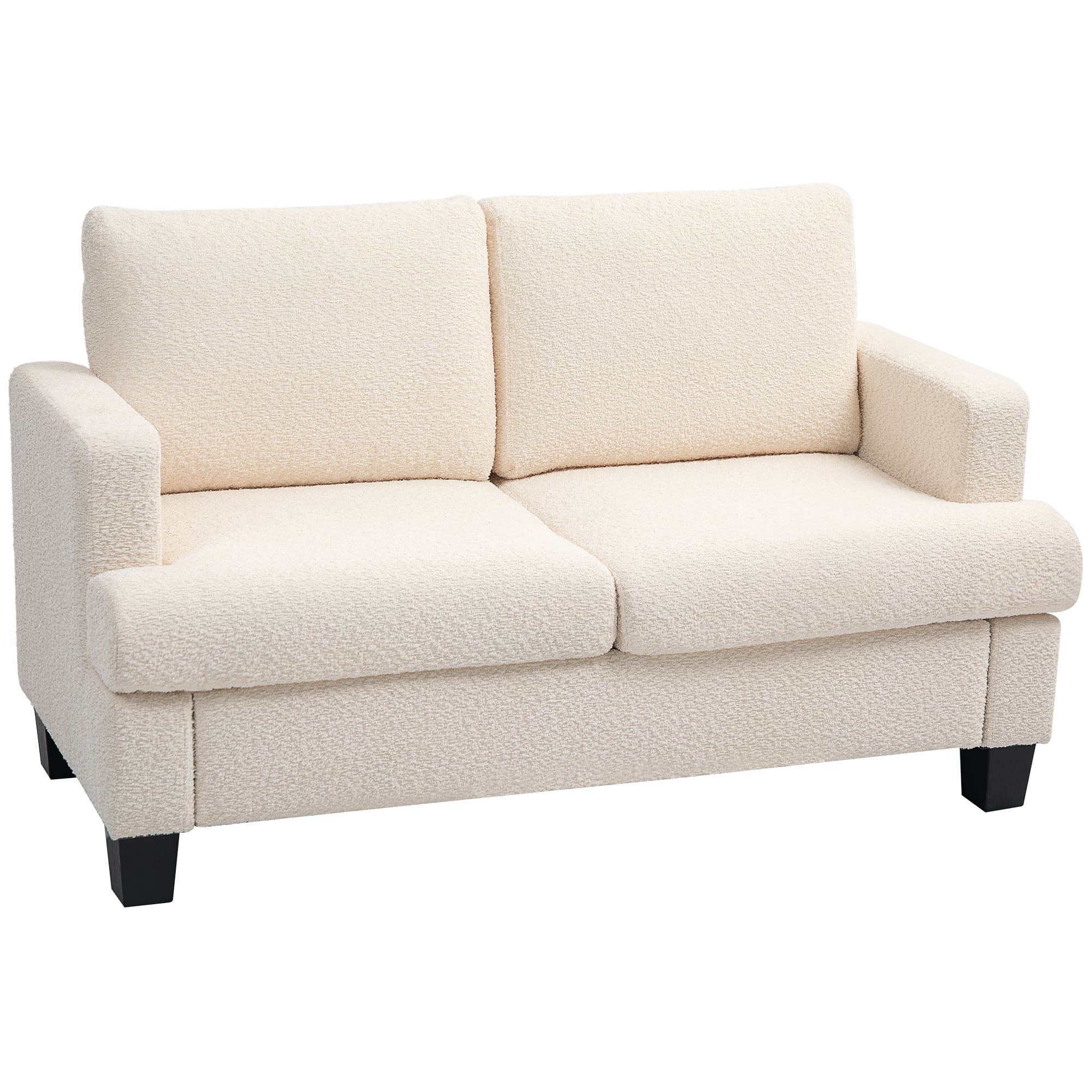 HOMCOM Canapé 2 places 120 cm avec coussins de dossier amovibles, tissu chenille pour salon, chambre, bureau, beige
