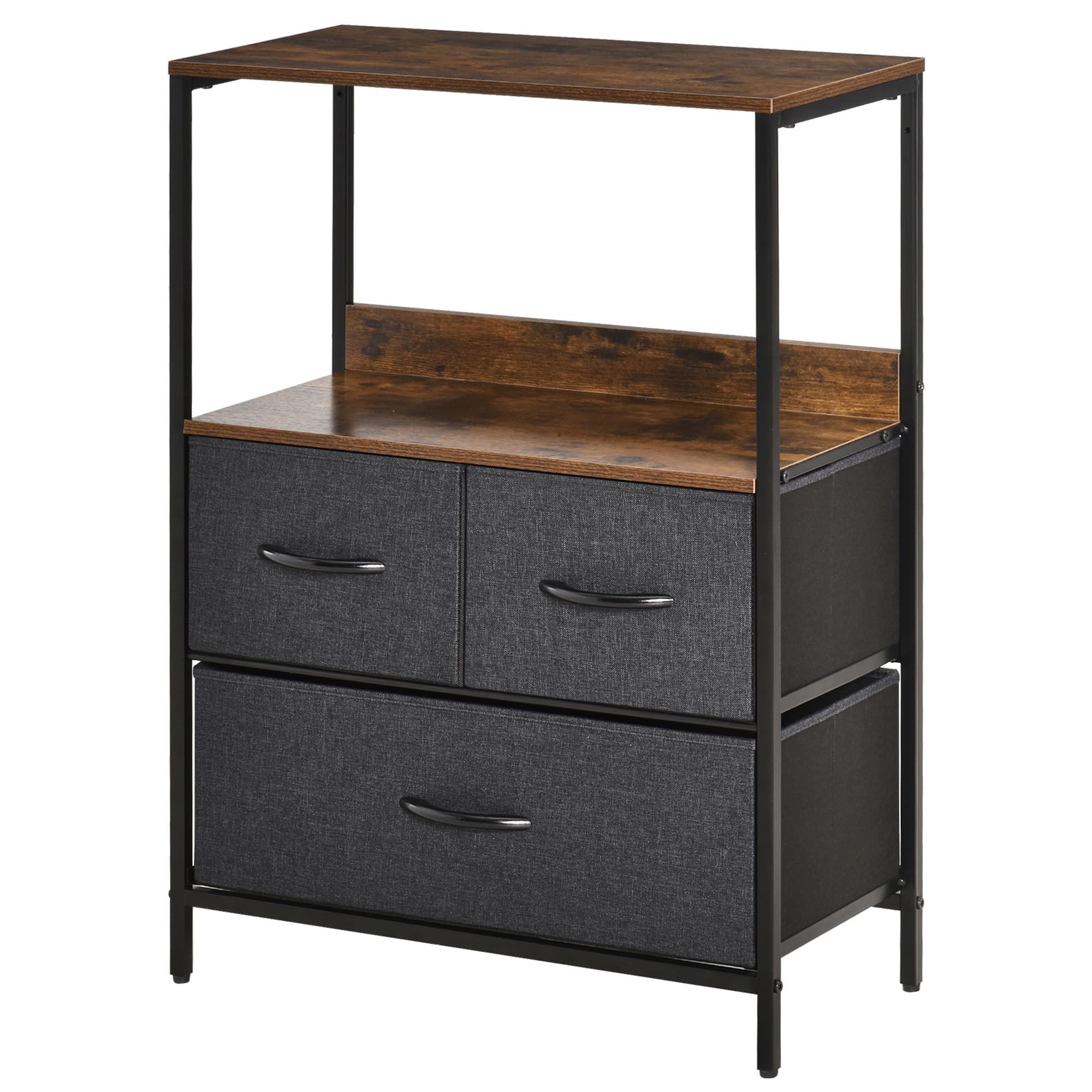 HOMCOM Commode meuble de rangement avec 3 tiroirs tissus, étagère et plateau supérieur, 58L x 29l x 81,5H cm
