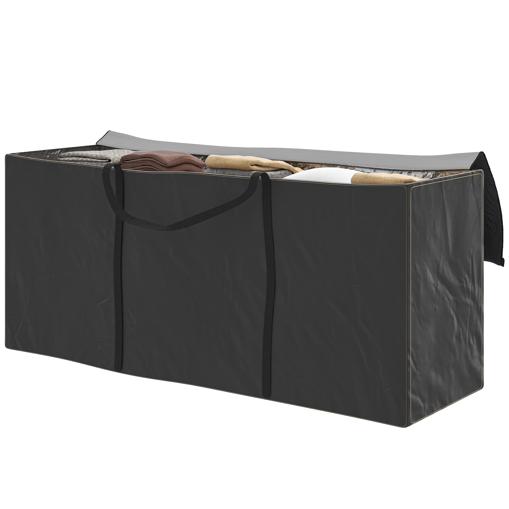 Outsunny Sac de rangement pour coussin de jardin housse de coussin d'extérieur tissu Oxford avec poignées 175 x 55 x 75 cm noir