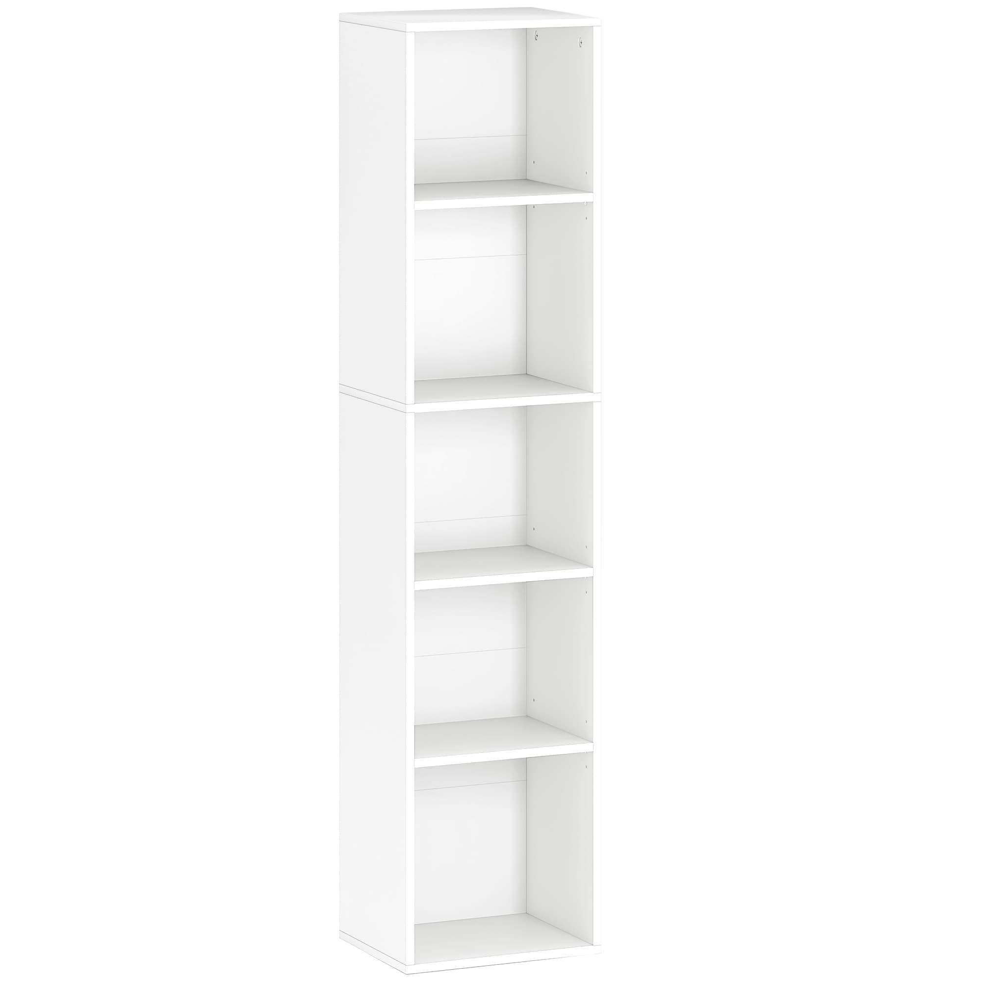 HOMCOM Bibliothèque étagère de rangement 5 niveaux avec étagères réglables pour salon, chambre, bureau, 30x24x133,5cm, blanc