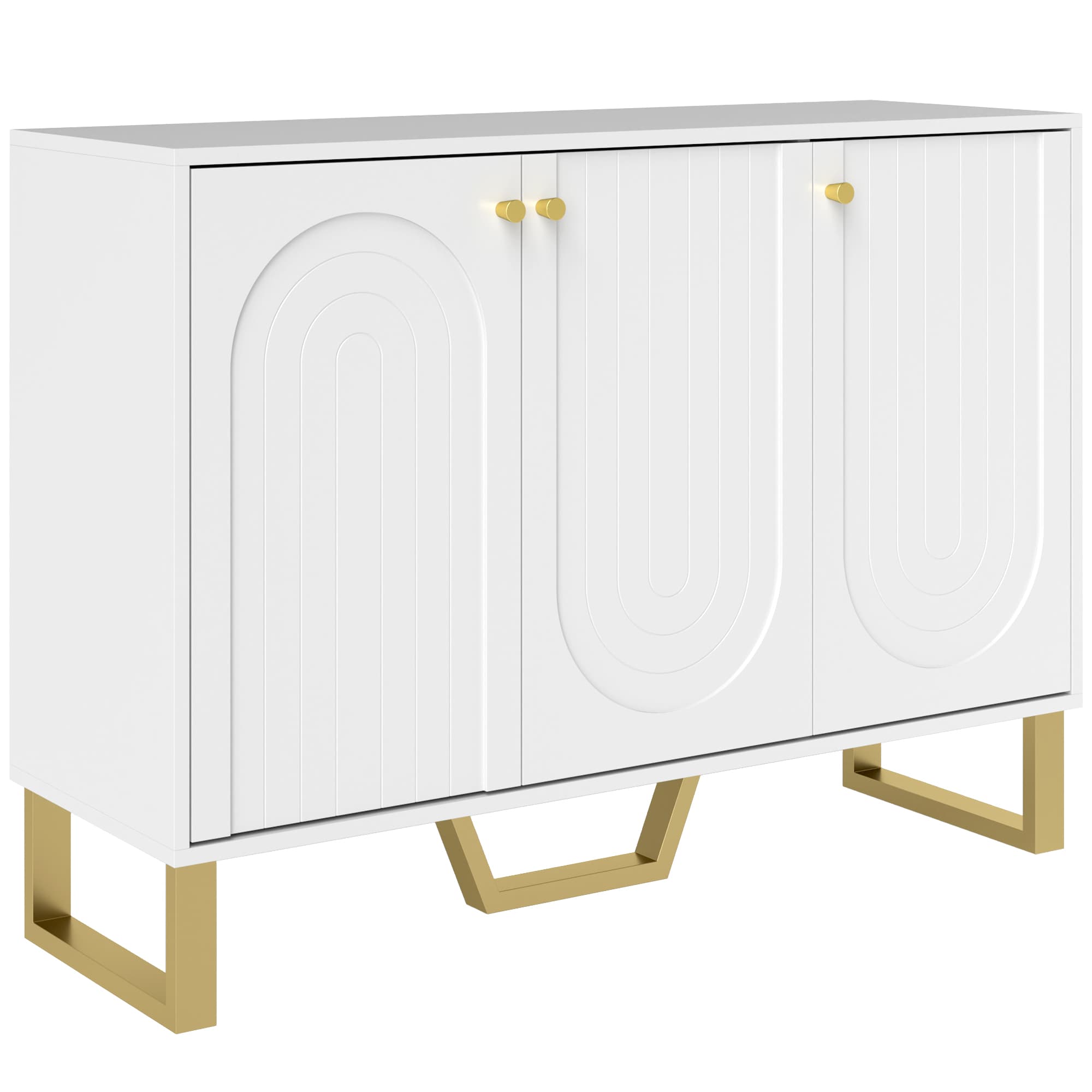 HOMCOM Buffet de salon avec placard à portes et étagère réglable, 106,5 x 35 x 77,5 cm, blanc