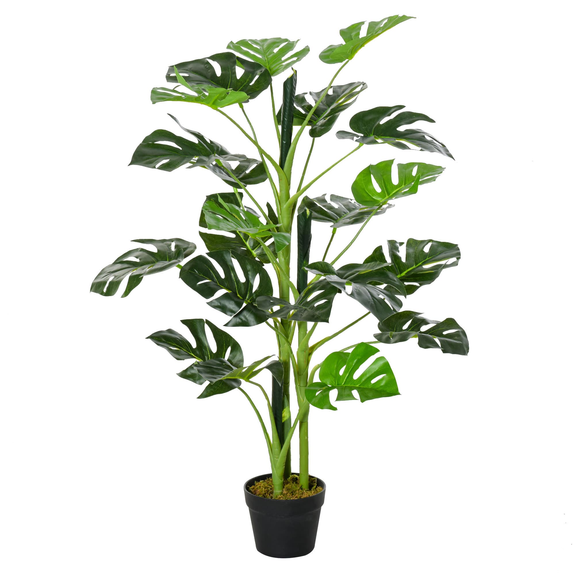 Outsunny Plante Artificielle Monstera Réaliste avec 21 Feuilles dans Pot en Ciment pour Intérieur et Extérieur Aosom France
