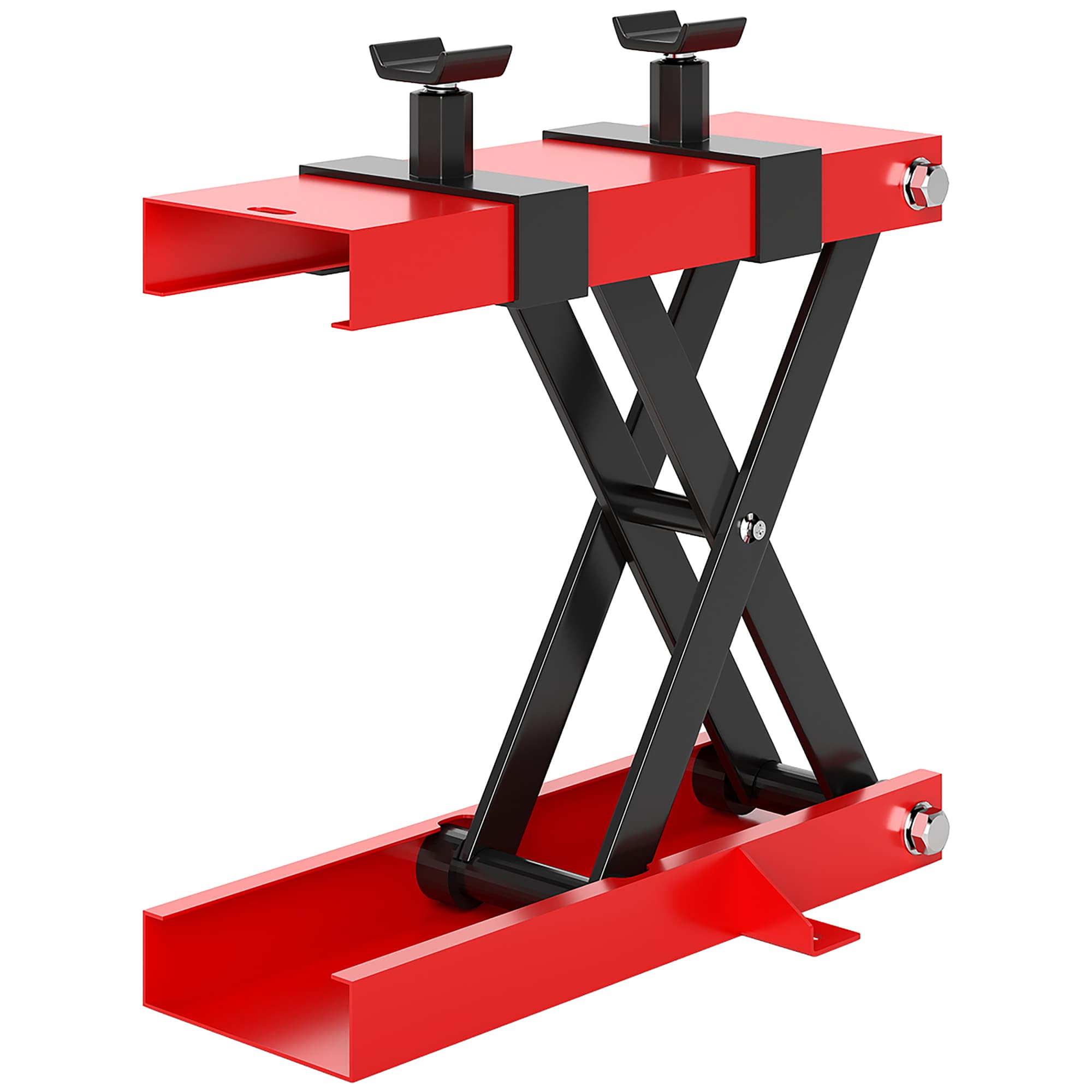 HOMCOM Cric de moto, table de levage moto à ciseaux, hauteur de levage 9,5-40 cm capacité 500 kg, 45 x 15 x 9,5-40 cm, rouge