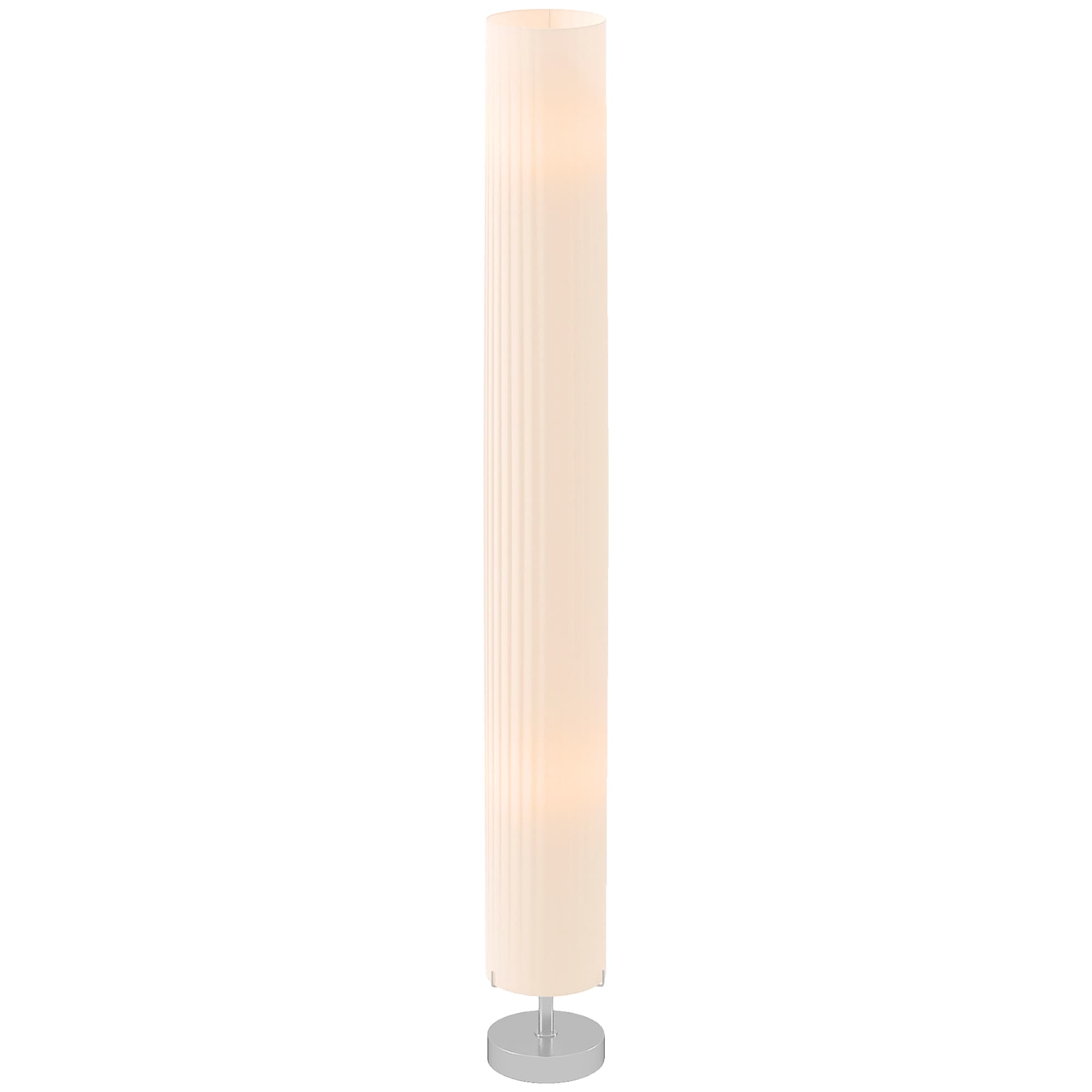 HOMCOM Lampe lampadaire colonne sur pied moderne lumière tamisée 40 W 14L x 14l x 120H cm inox blanc