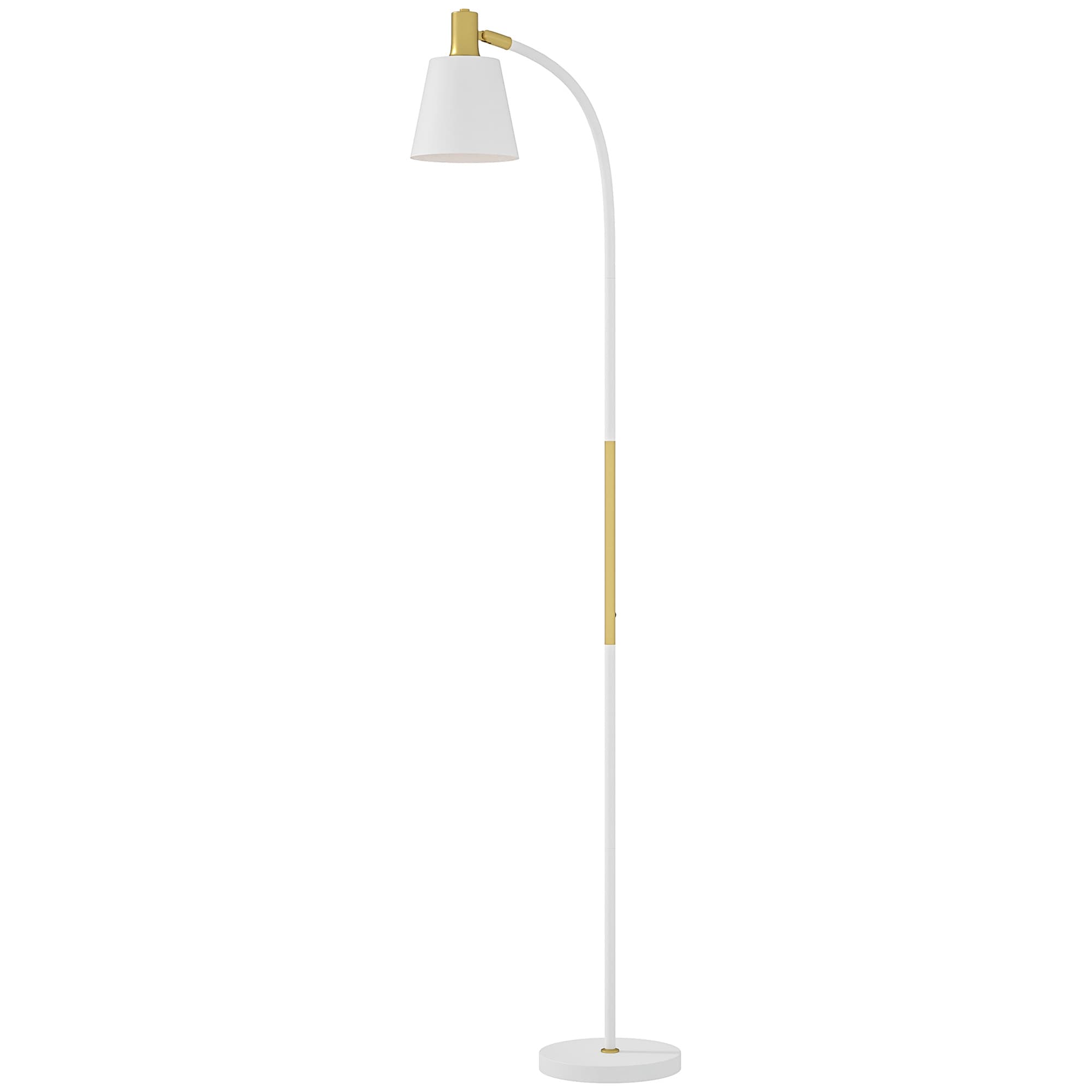 HOMCOM Lampadaire de salon réglable en hauteur 127-160 cm avec interrupteur, douille E27, blanc