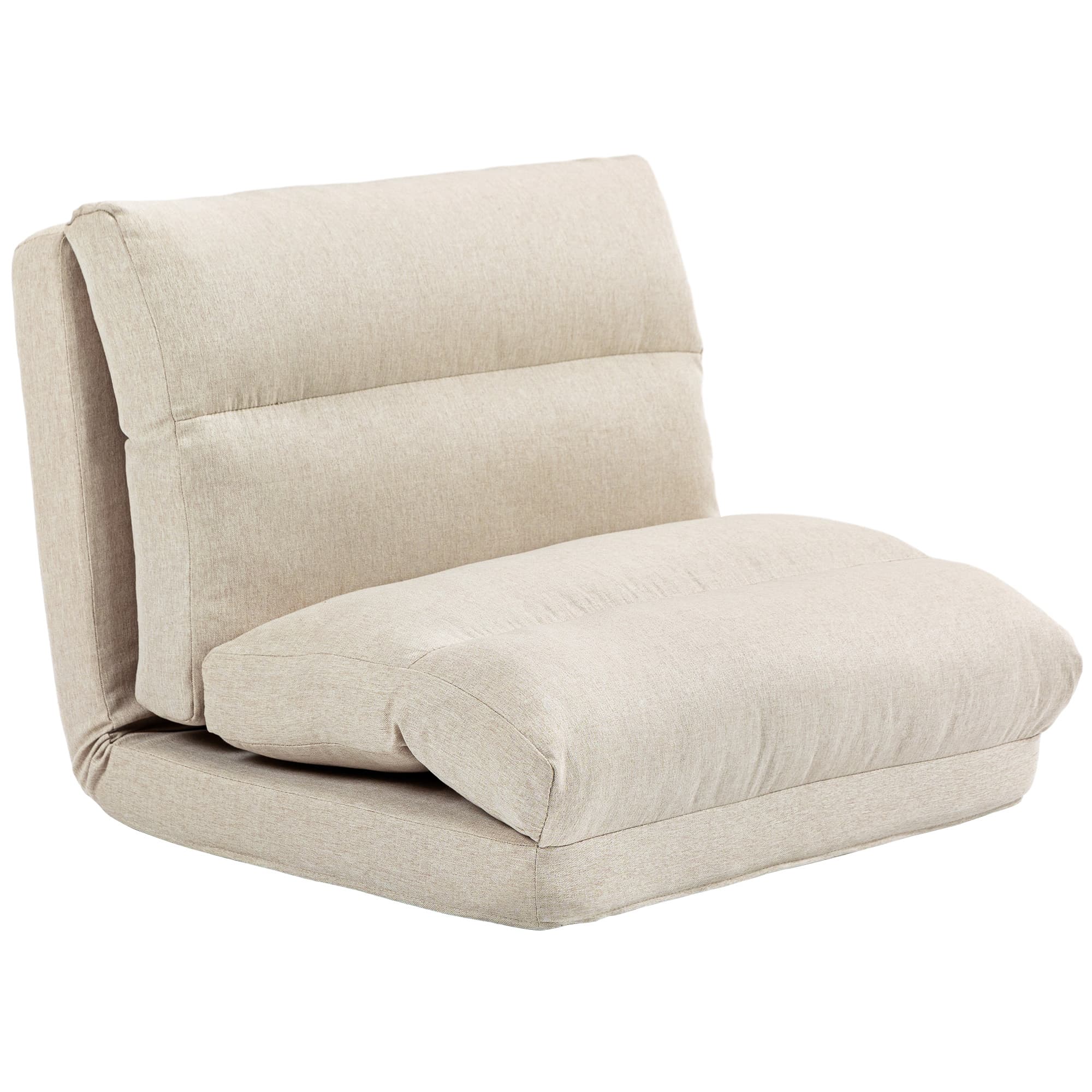 HOMCOM Fauteuil de sol canapé paresseux fauteuil convertible en lit inclinable 90° à 180° tissu - 70 x 41 x 56 cm - beige