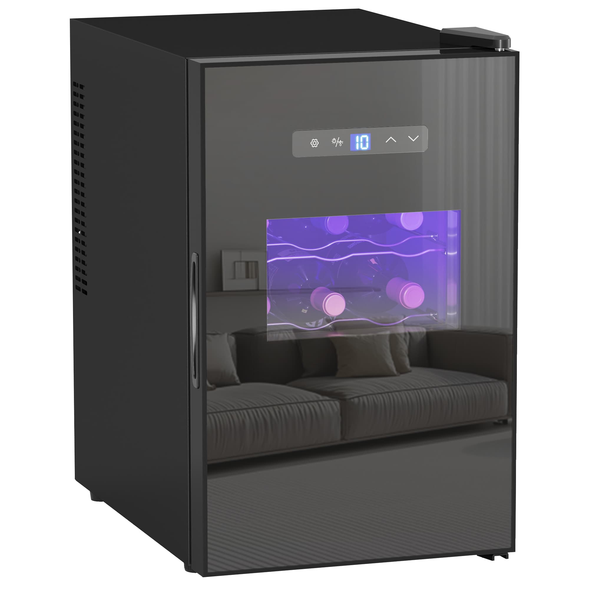 HOMCOM Cave à vin, 15 bouteilles, 39L, Réfrigérateur pour boissons, éclairage LED, température réglable 8-18°C