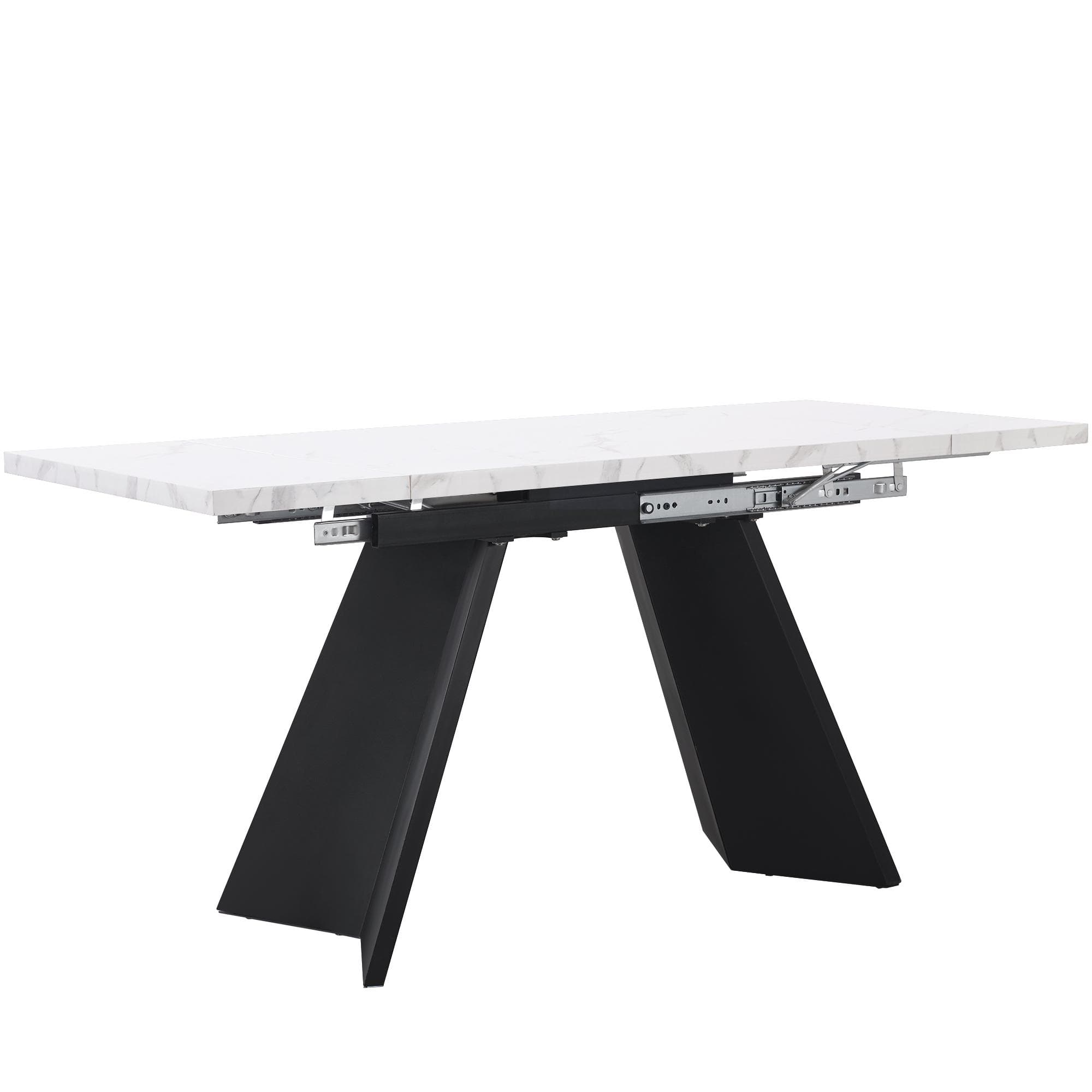 Table extensible, Table à manger extensible, Table extensible carrée pour salon et bureau à domicile, 159x74x77 cm, Blanc+Noir Aosom France