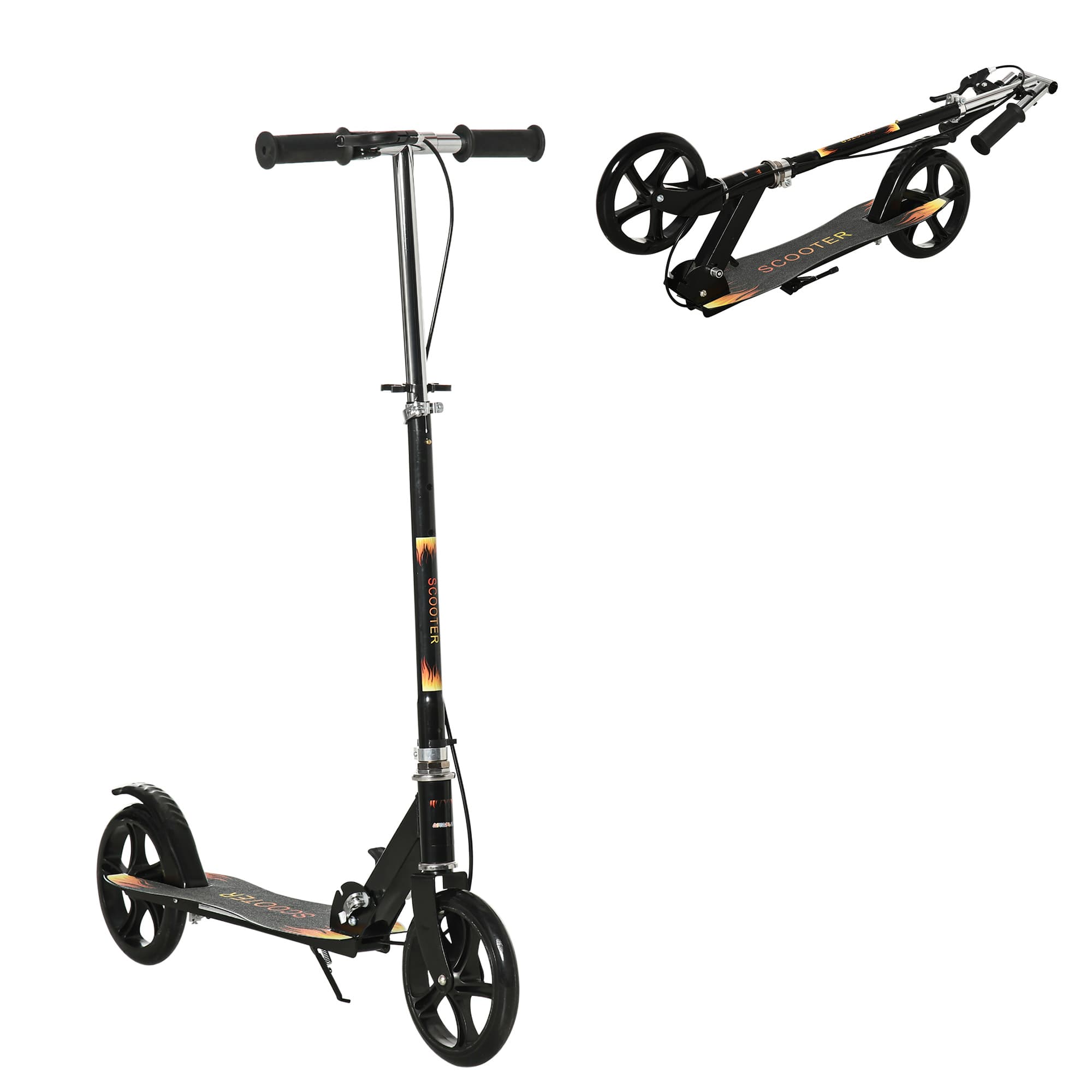 HOMCOM Trottinette pliable pour enfant avec guidon réglable en hauteur et double frein 86 x 35 x 93-103 cm noir