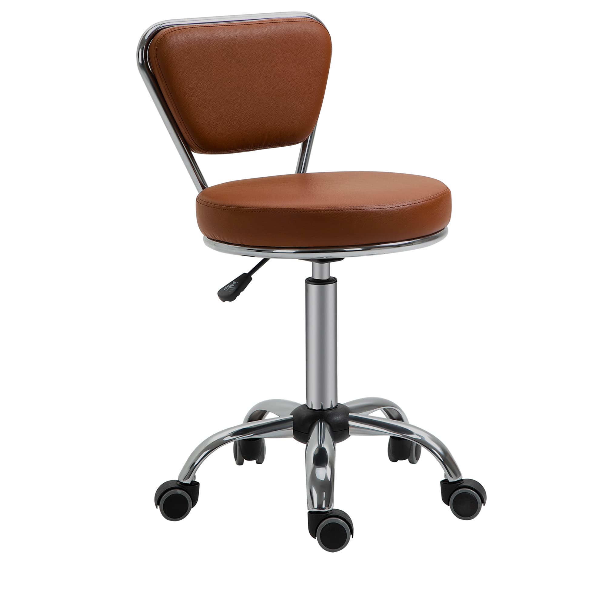 HOMCOM Tabouret de massage travail Vintage marron chromé dim. 45l x 47P x 88H cm marron-AOSOM.fr