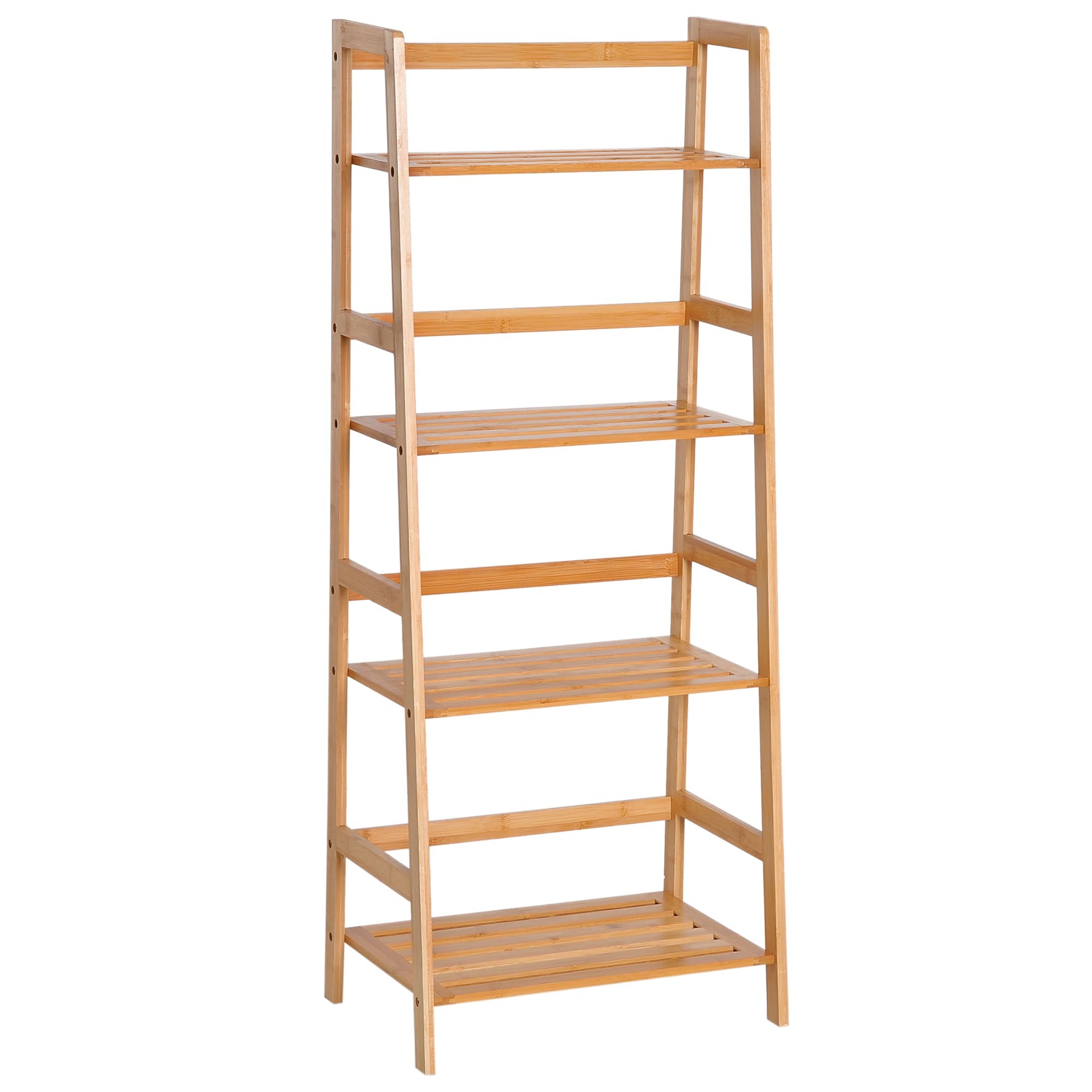 HOMCOM Etagère échelle en bambou 4 niveaux bibliothèque style naturel 48L x 31,5l x 120H cm