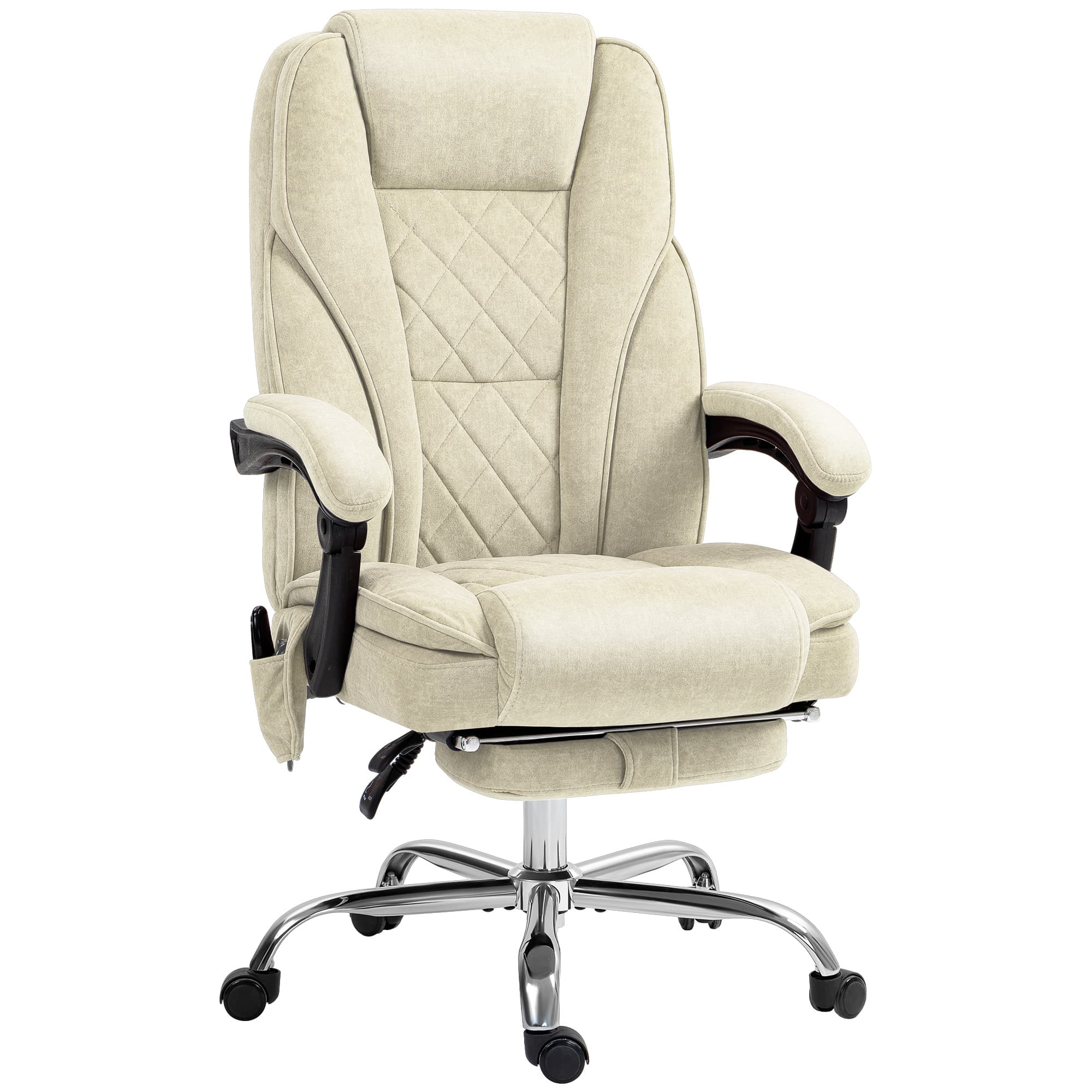 Vinsetto Fauteuil de bureau massant et chauffant hauteur réglable dossier inclinable télécommande repose-pieds rétractable beige