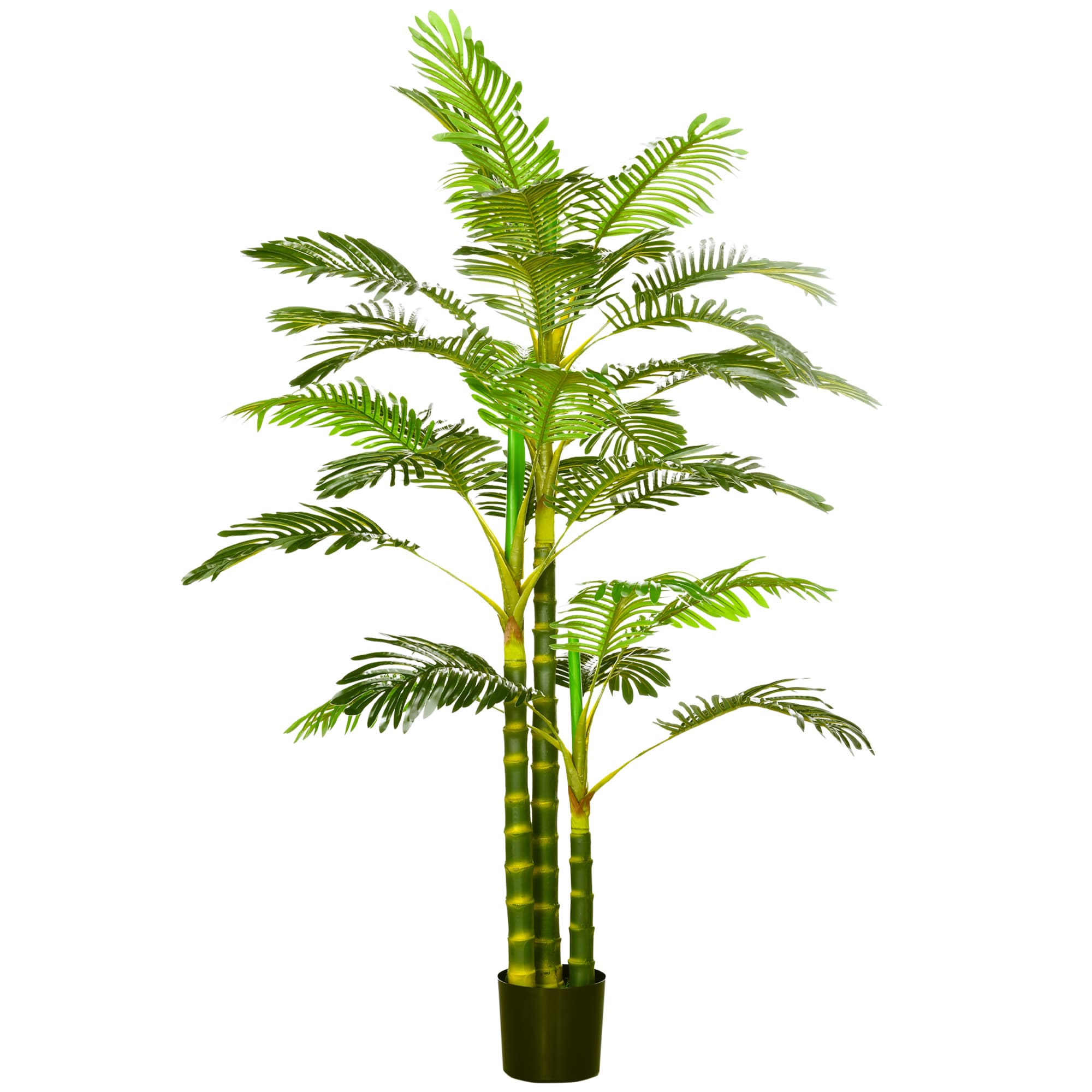 HOMCOM Palmier areca artificiel arbre artificiel hauteur 190 cm avec 30 grandes feuilles en plastique pot inclus