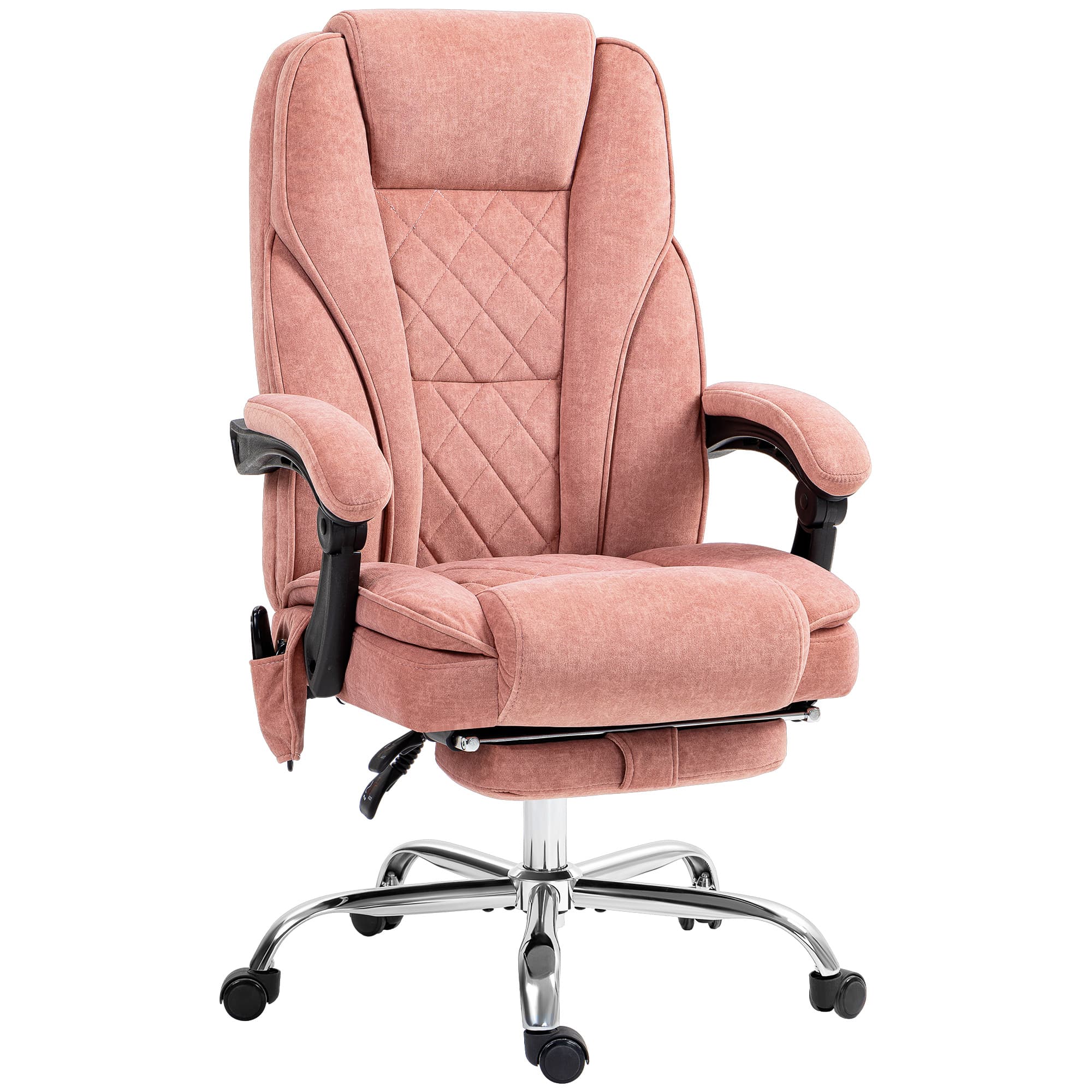Vinsetto Fauteuil de bureau massant et chauffant hauteur réglable dossier inclinable télécommande repose-pieds rétractable rose