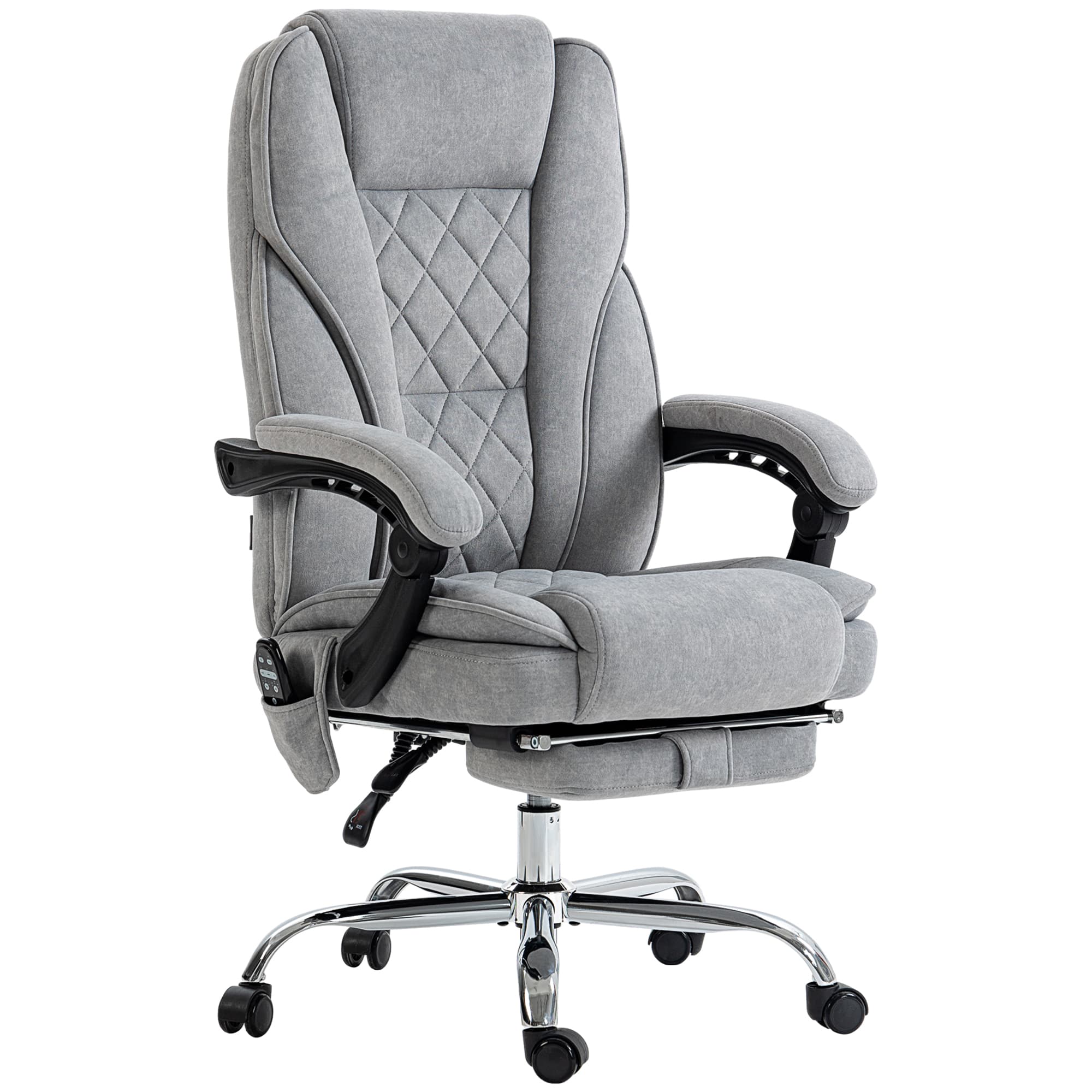 Vinsetto Fauteuil de bureau massant et chauffant hauteur réglable dossier inclinable télécommande repose-pieds rétractable gris
