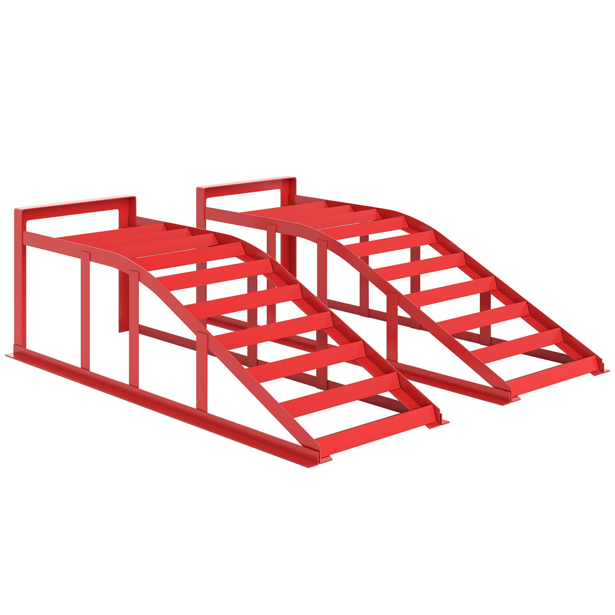 HOMCOM Lot de 2 rampes d'accès pour voiture, rampe de levage voiture en acier, antidérapantes, 82 x 25,5 x 27 cm, rouge