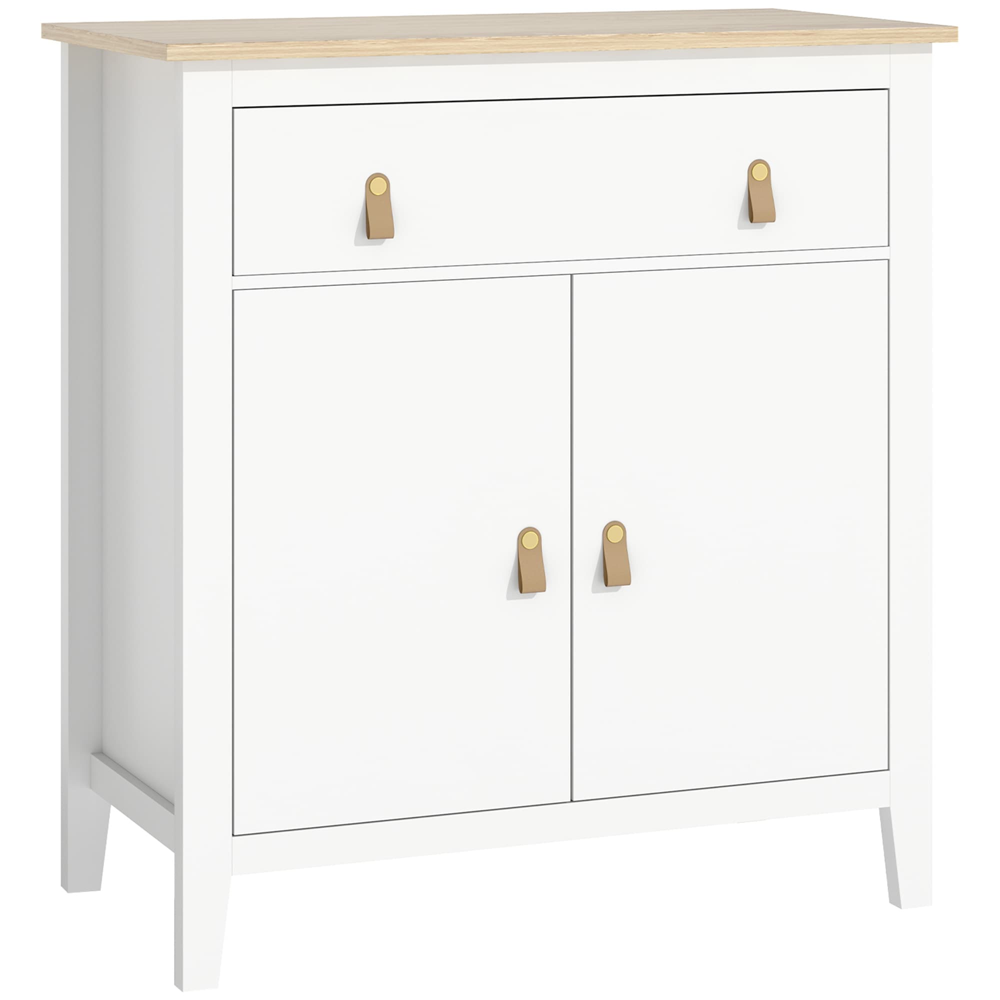 HOMCOM Buffet salon meuble de rangement avec placard à 2 portes, tiroir et étagère réglable, 80 x 40 x 90 cm, blanc