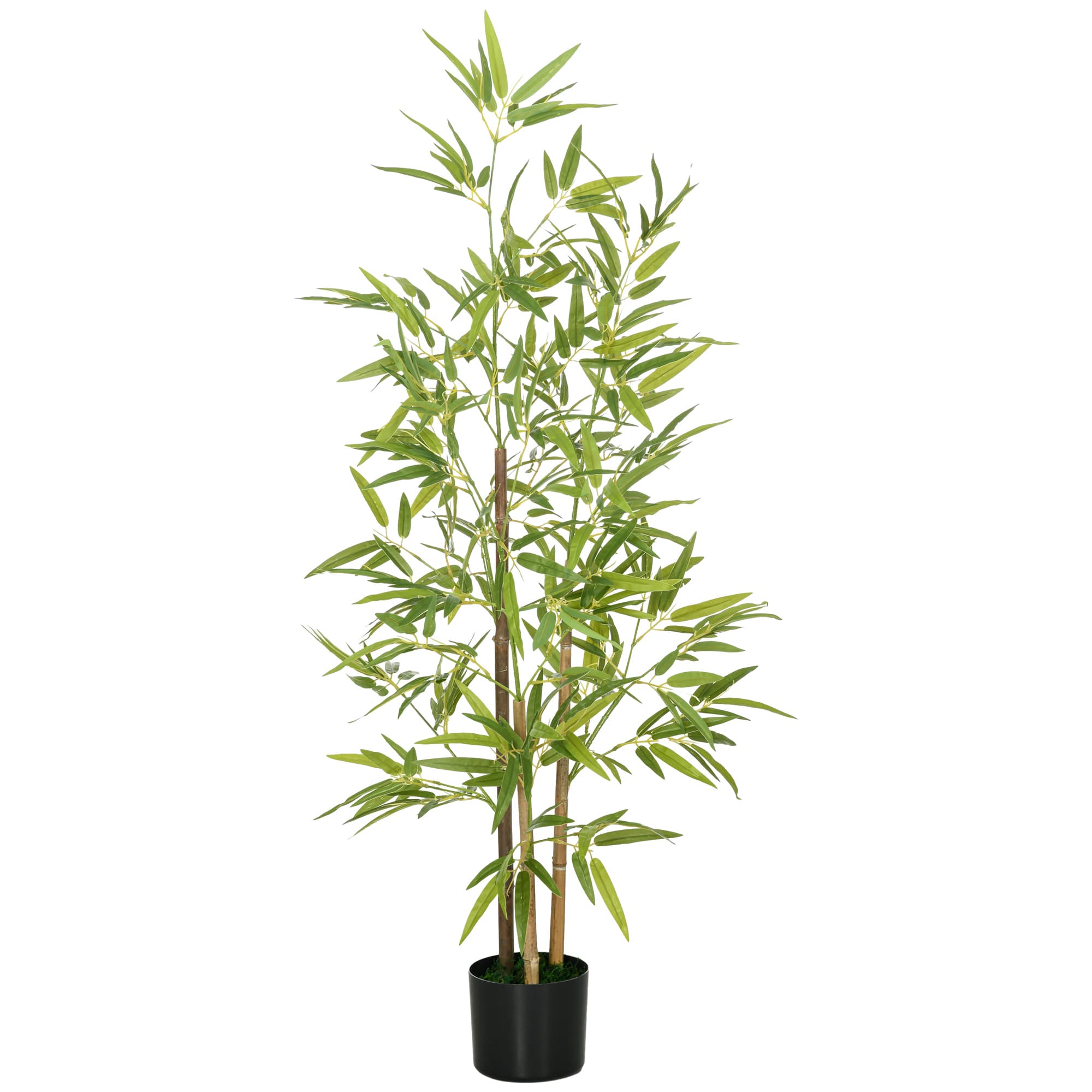 HOMCOM Plante artificielle Bambou arbre artificiel hauteur 120 cm avec pot, décoration interieur