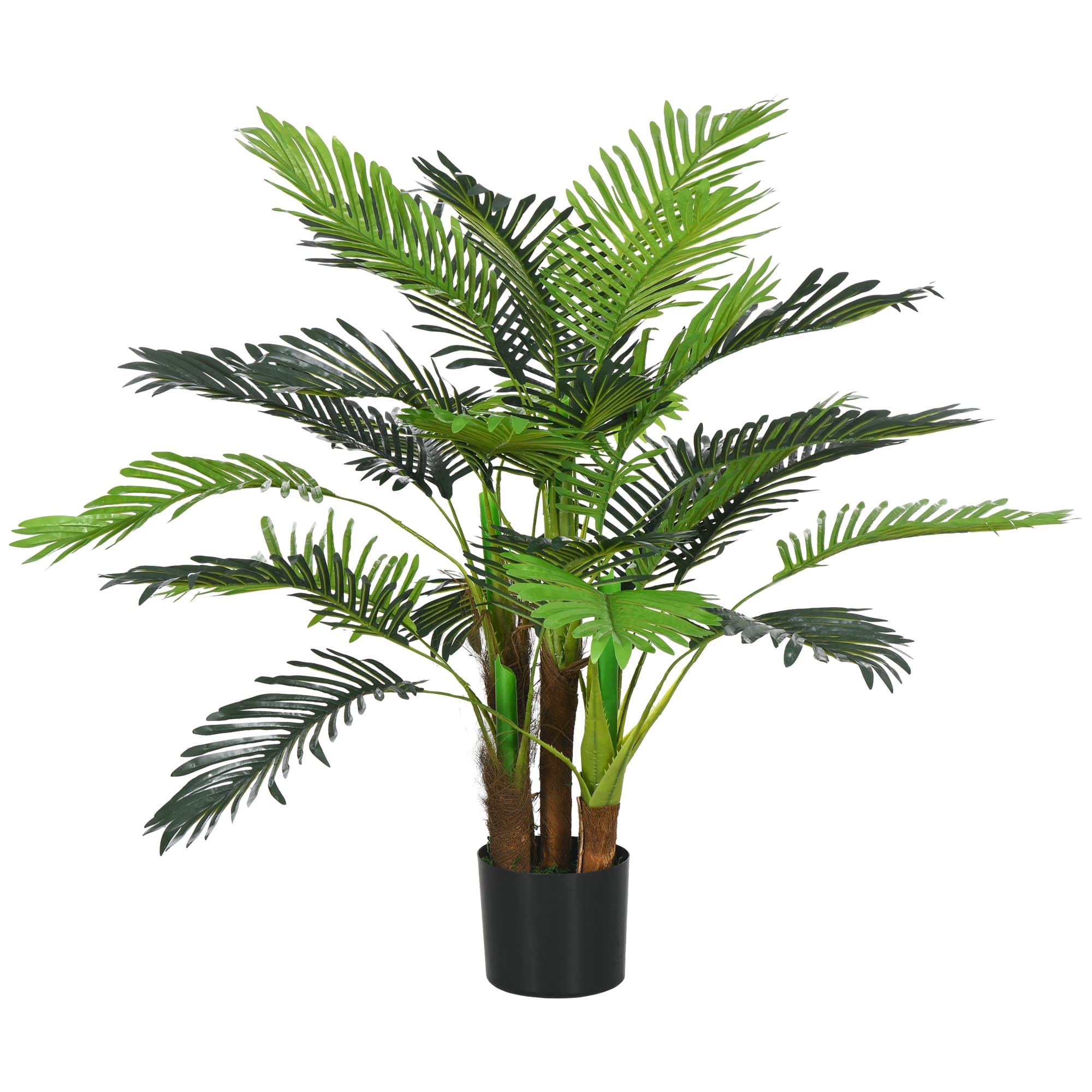 HOMCOM Palmier Artificiel H.1 m Arbre Artificiel Tronc Branches Lichen Feuilles Grand réalisme Pot Inclus