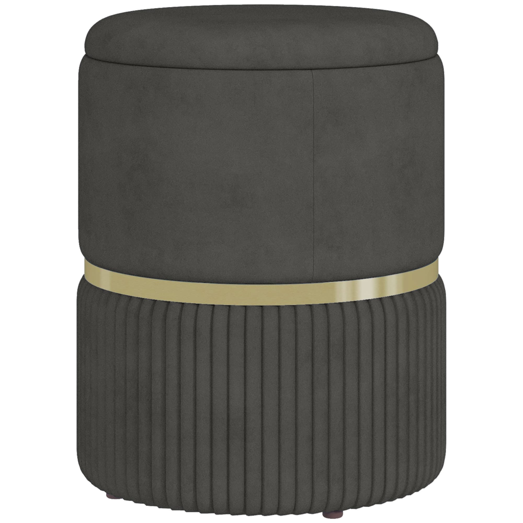 HOMCOM Pouf Coffre Velours Gris Côtelé Élégant pour Salon et Chambre avec Rangement Compact Aosom France