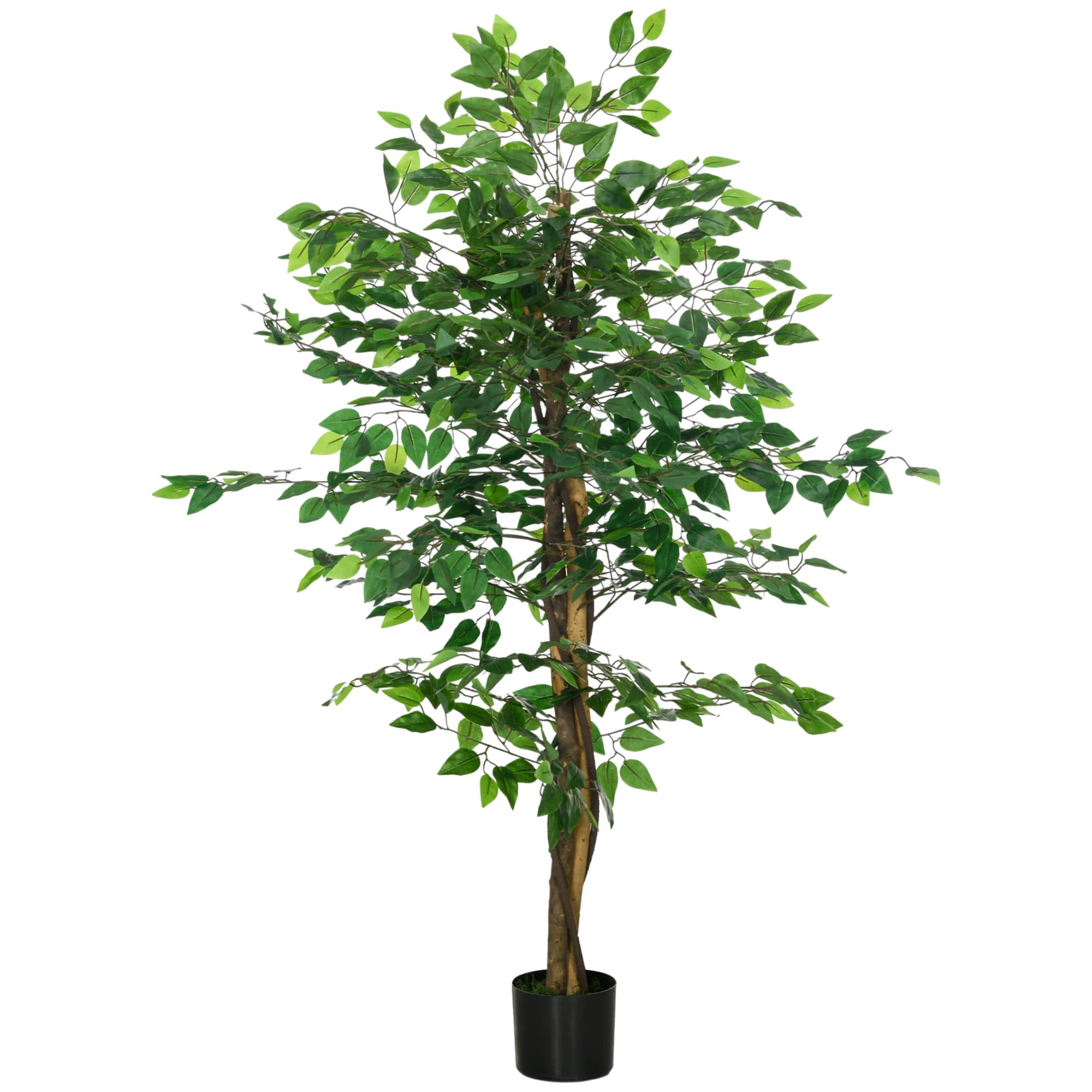 HOMCOM Plante artificielle ficus hauteur 1,50 m tronc branches liane lichen feuilles grand réalisme pot inclus vert