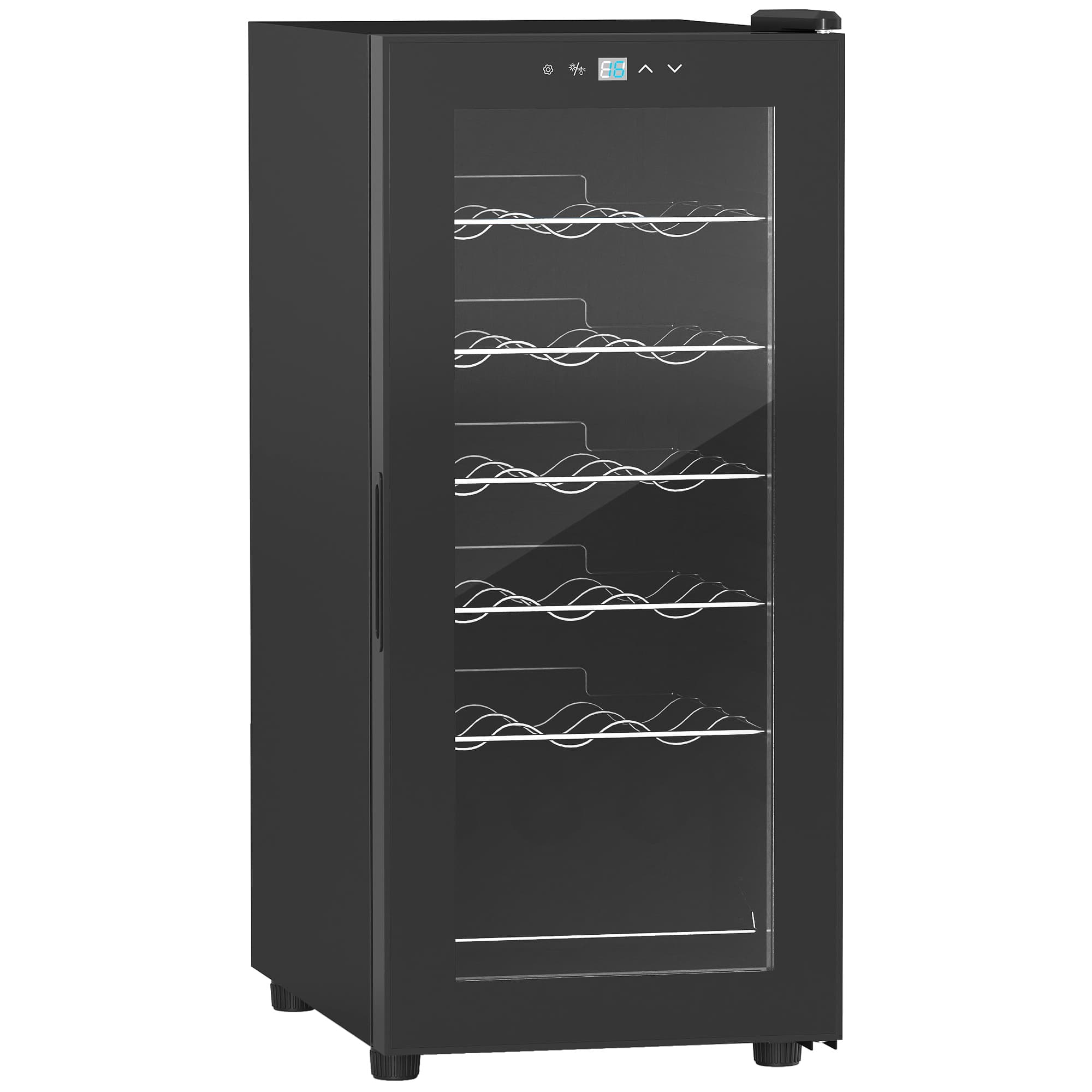 HOMCOM Cave à vin 18 bouteilles 50L haute performance température réglable 5-18° avec lumière LED, noir