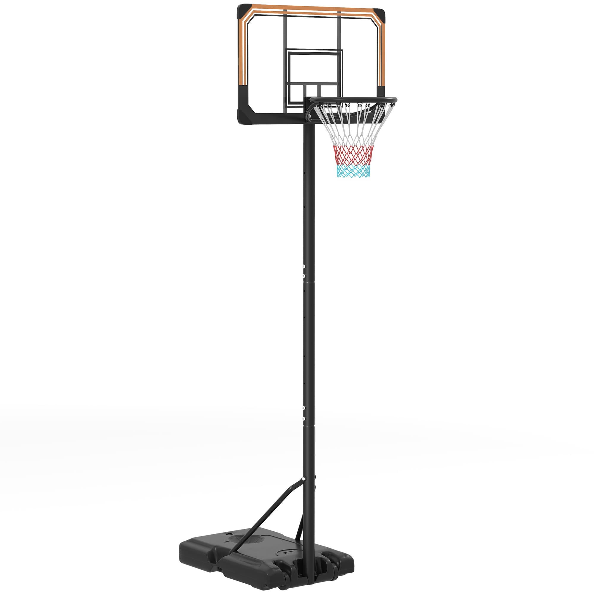 SPORTNOW Panier de basket sur pied hauteur réglable 235-264cm avec base de lestage roulettes panneau arrière robuste noir