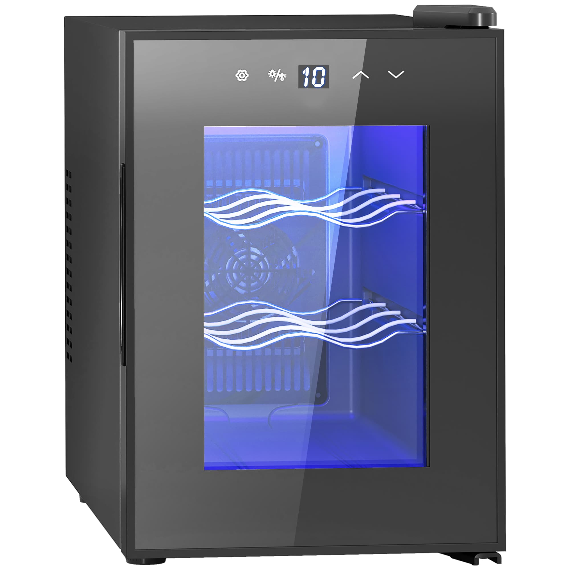 HOMCOM Cave à vin 6 bouteilles 17L haute performance température réglable 8-18° avec lumière LED panneau contrôle tactile noir