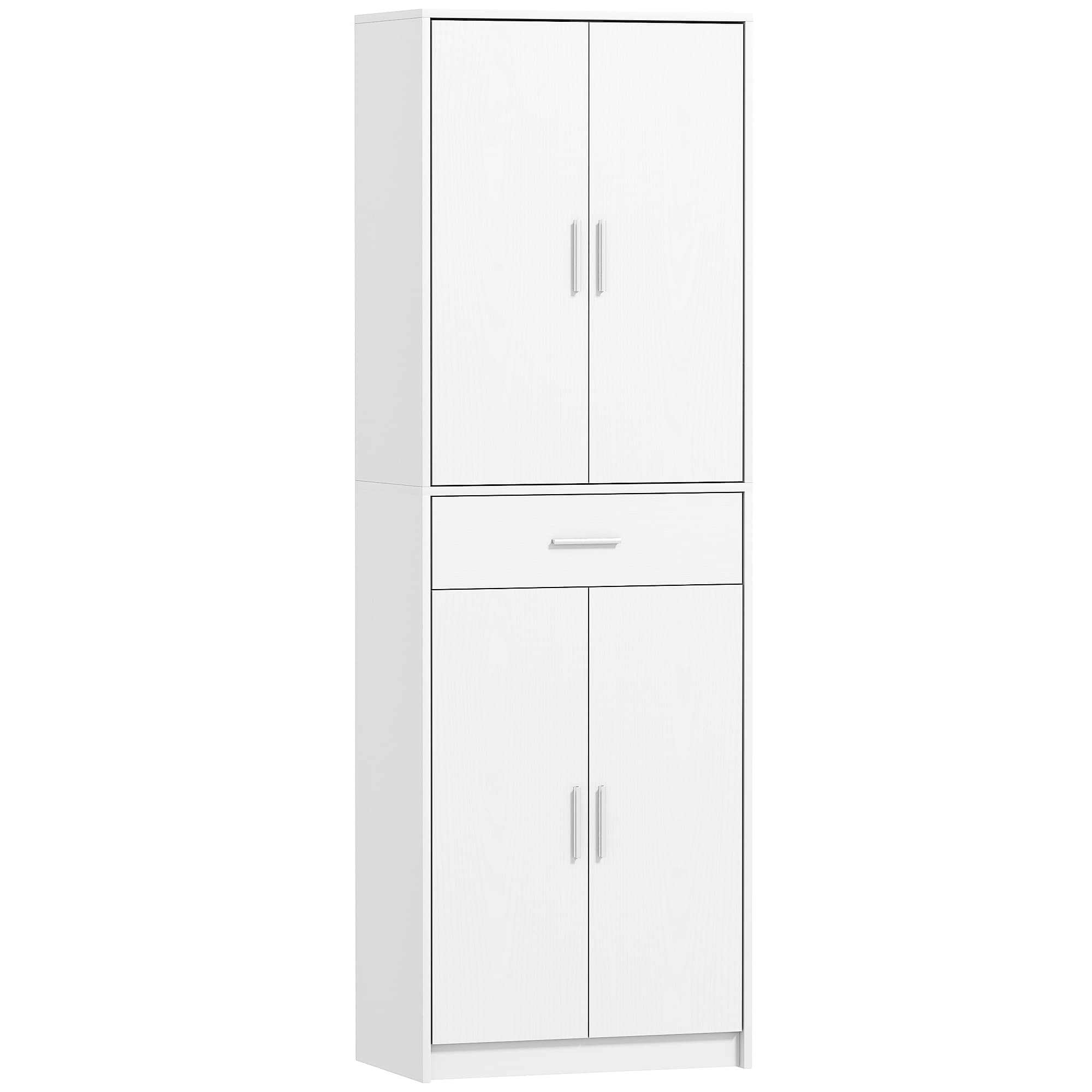 HOMCOM Armoire de cuisine moderne avec placards à portes, étagères réglables et tiroir, 60 x 35 x 180 cm, blanc