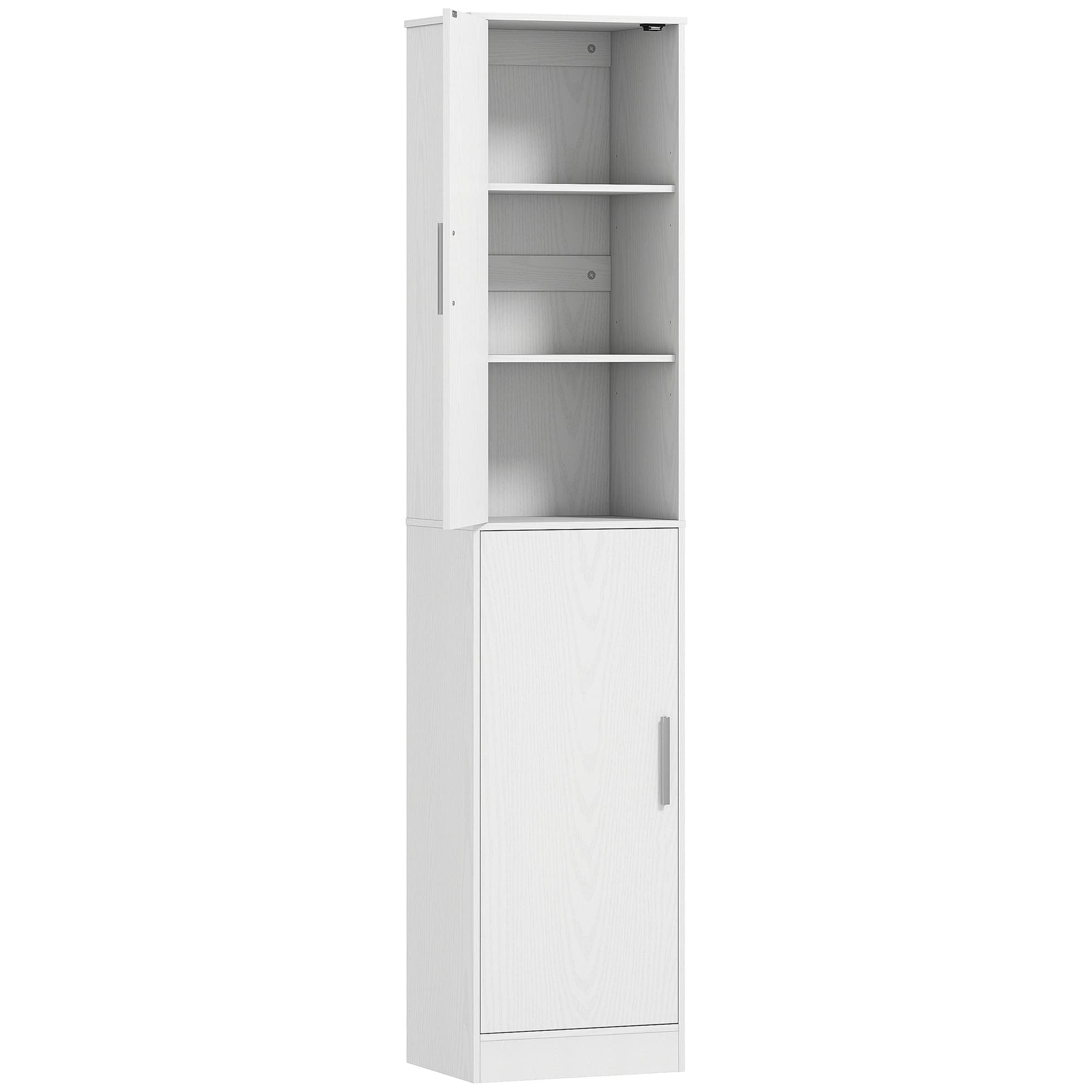 HOMCOM Meuble de salle de bain colonne avec 2 portes et 4 étagères réglables, 40 x 35 x 180 cm, blanc